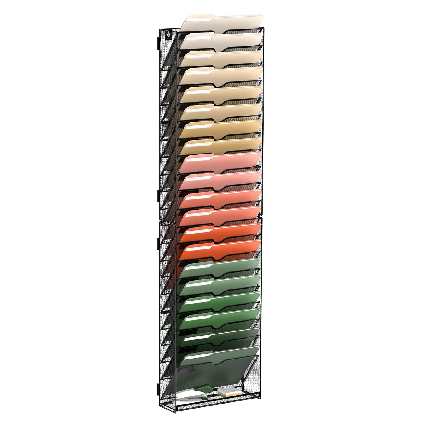 SUPEASY 21 Tier Wall File Organizer, Hanging Wall Mounted Mail Organizer with Label Slots, Metal
