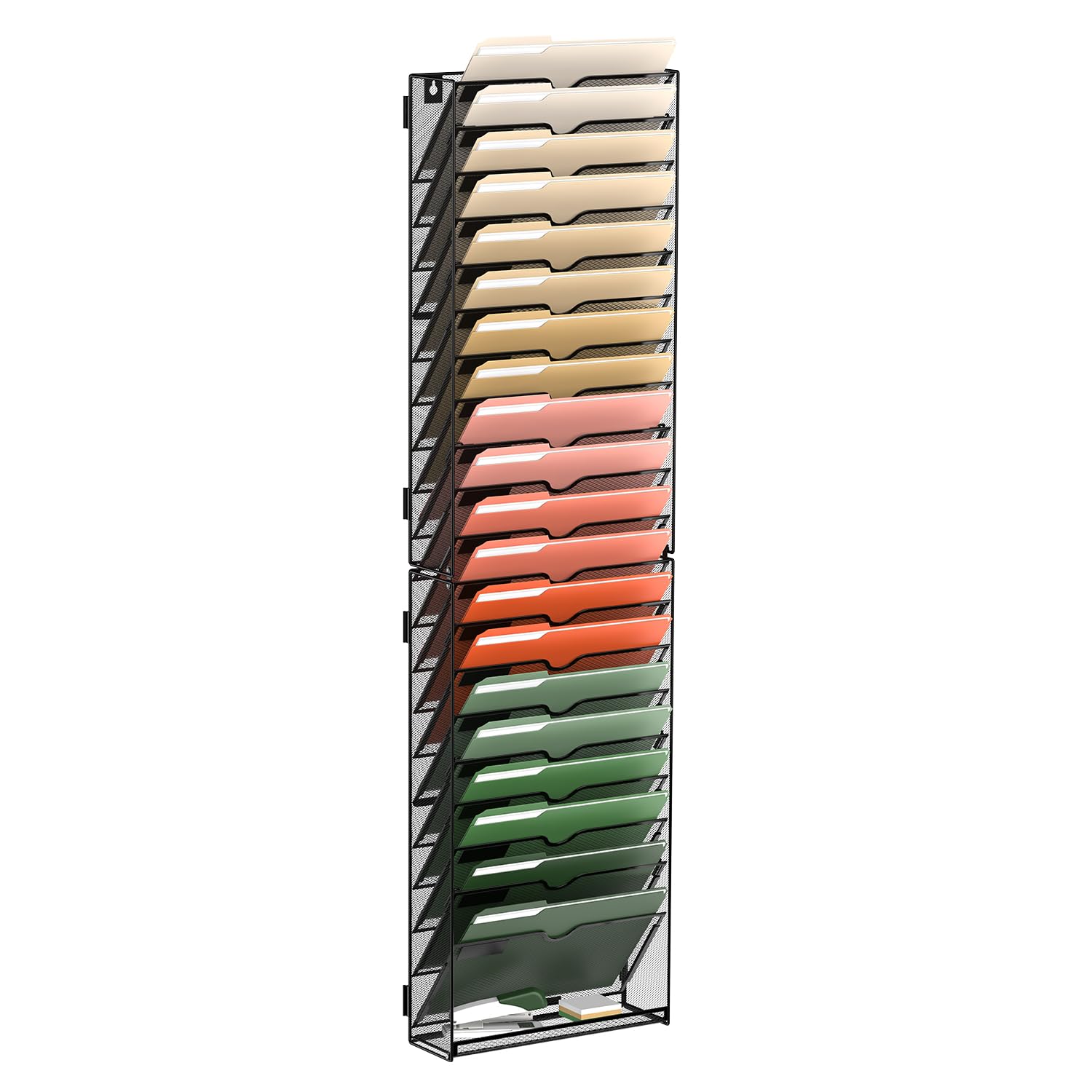 SUPEASY 21 Tier Wall File Organizer, Hanging Wall Mounted Mail Organizer with Label Slots, Metal