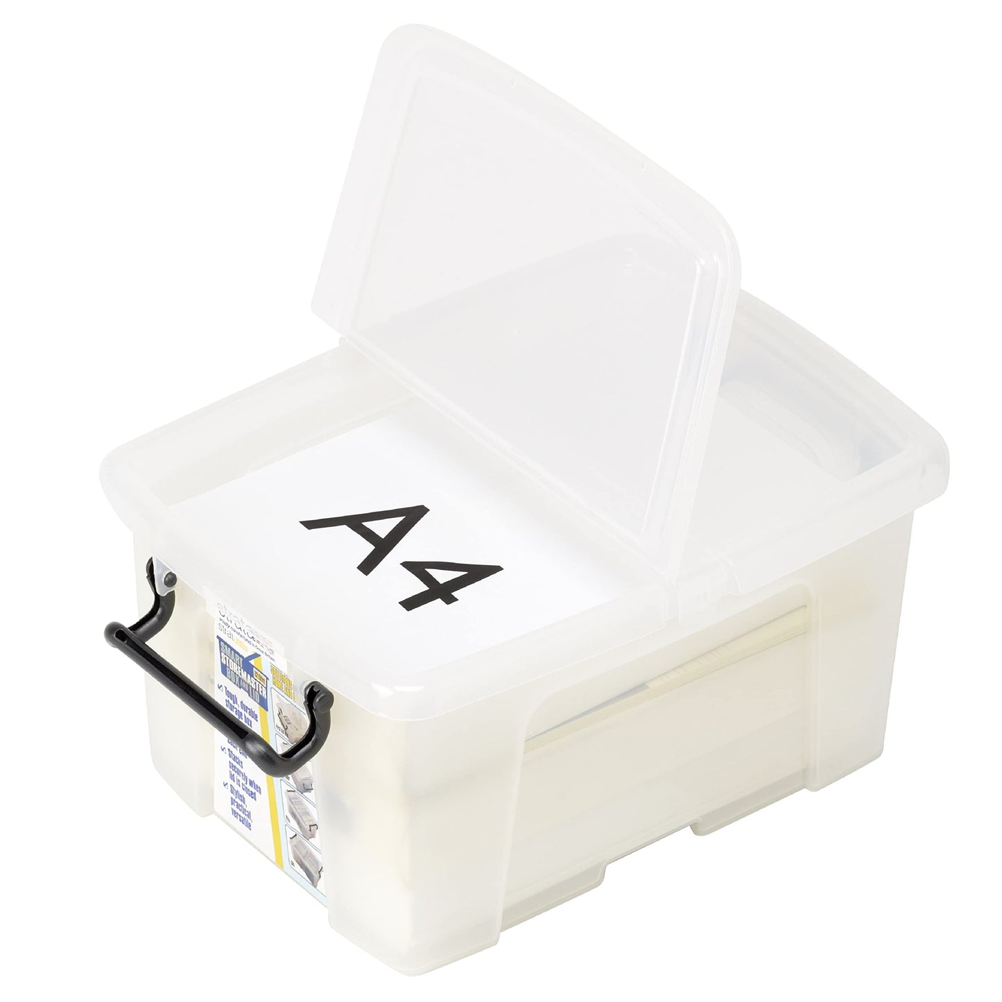 Strata Smart Box Box with Clip-On Folding Lid Carry Handles Clear 12 Liter