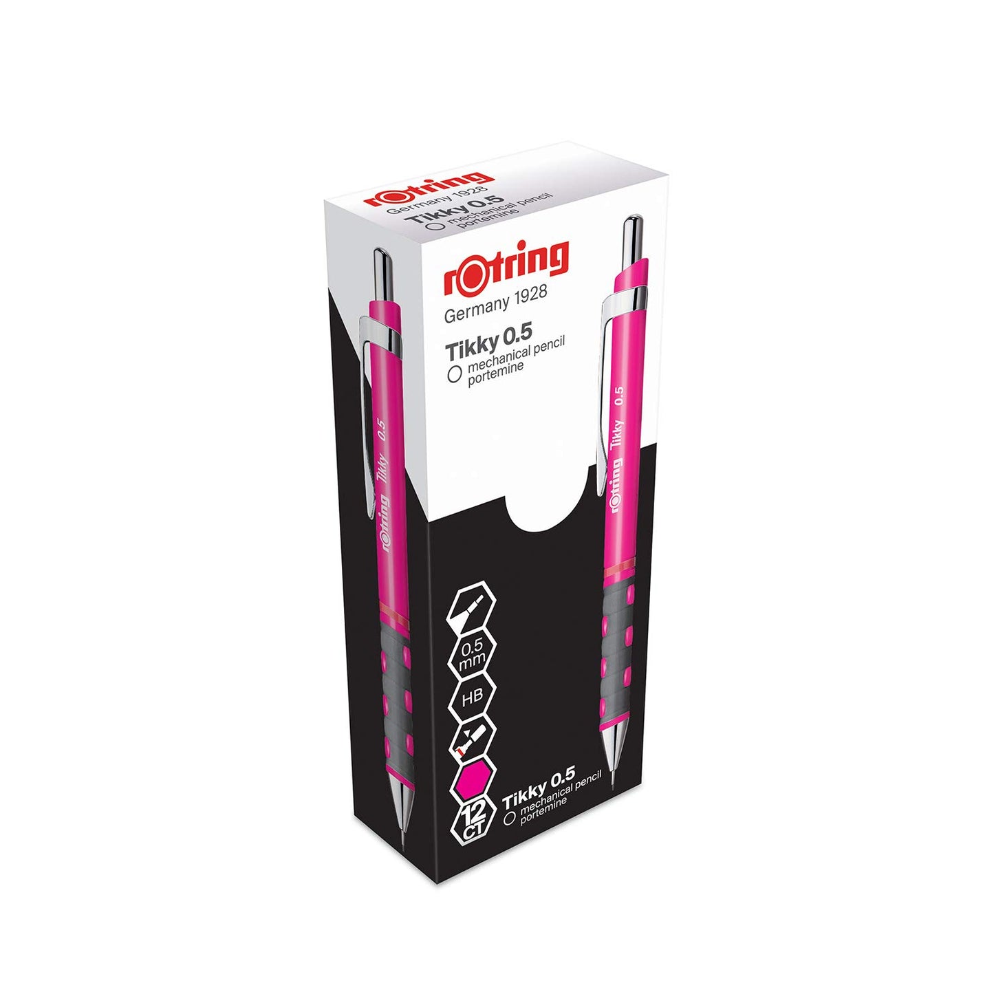 rOtring Tikky Mechanical Pencil, 0.5 mm, Neon Pink, 12 Count