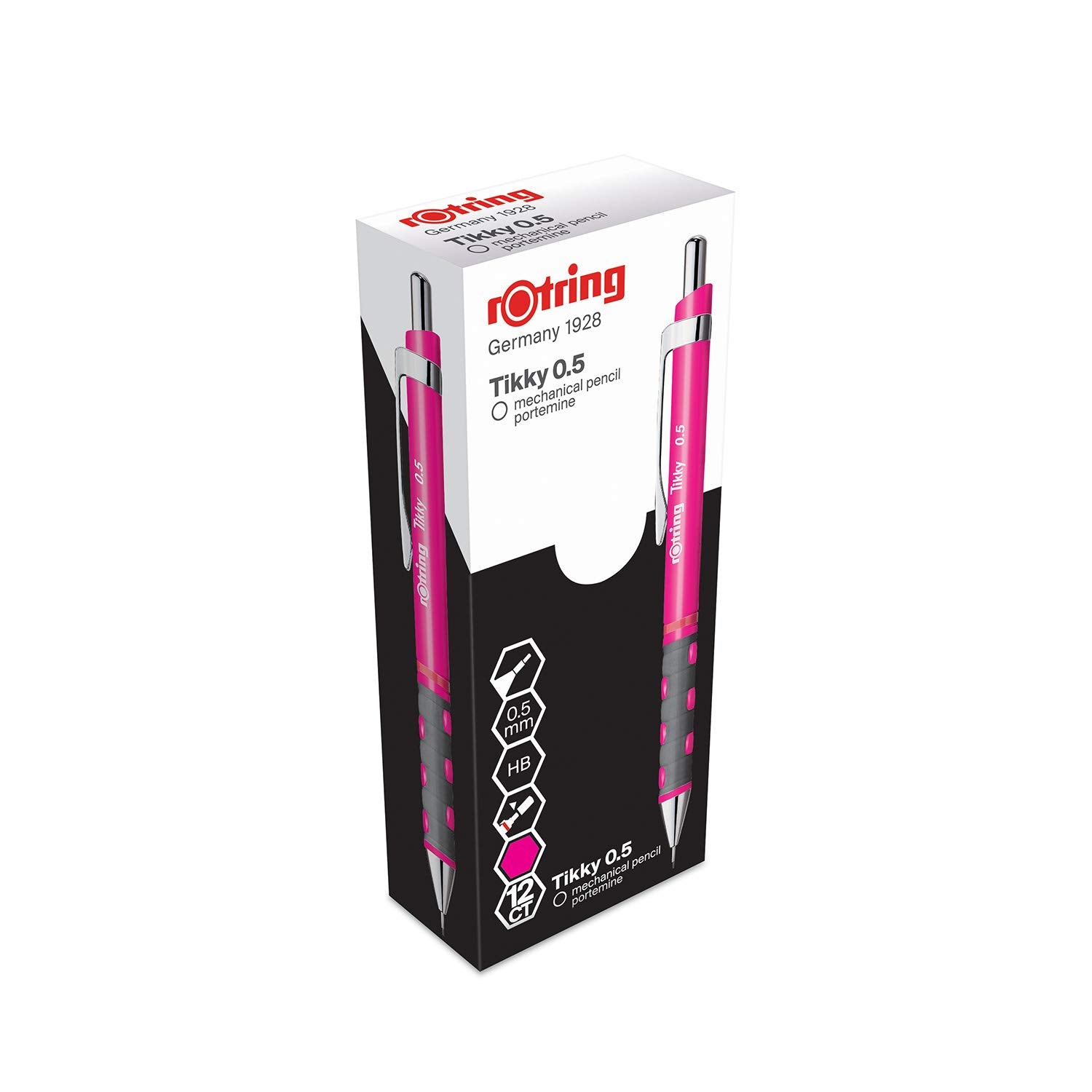 rOtring Tikky Mechanical Pencil, 0.5 mm, Neon Pink, 12 Count