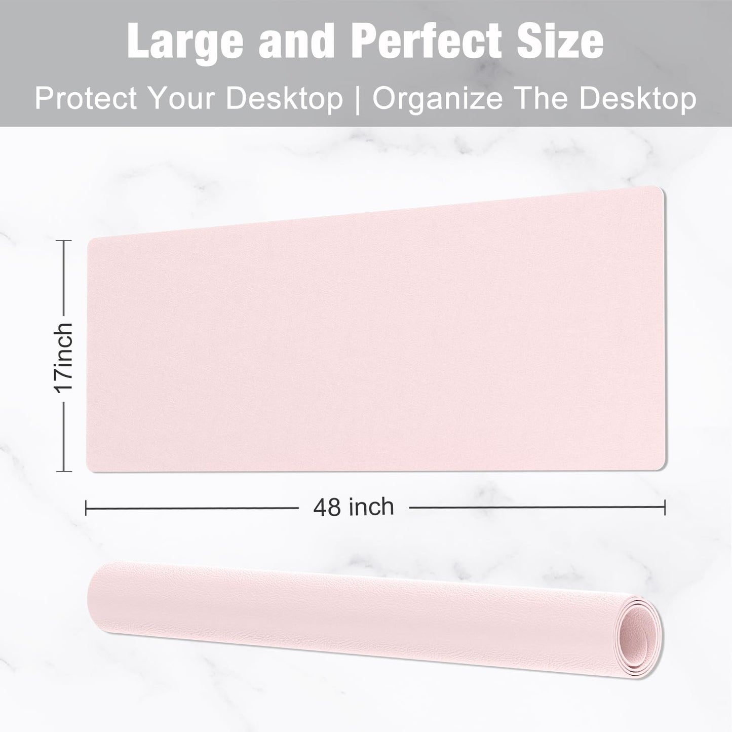 Hsurbtra Desk Pad, 48" x 17" PU Leather Desk Mat, XXXL Extended Mouse Pad, Waterproof Desktop