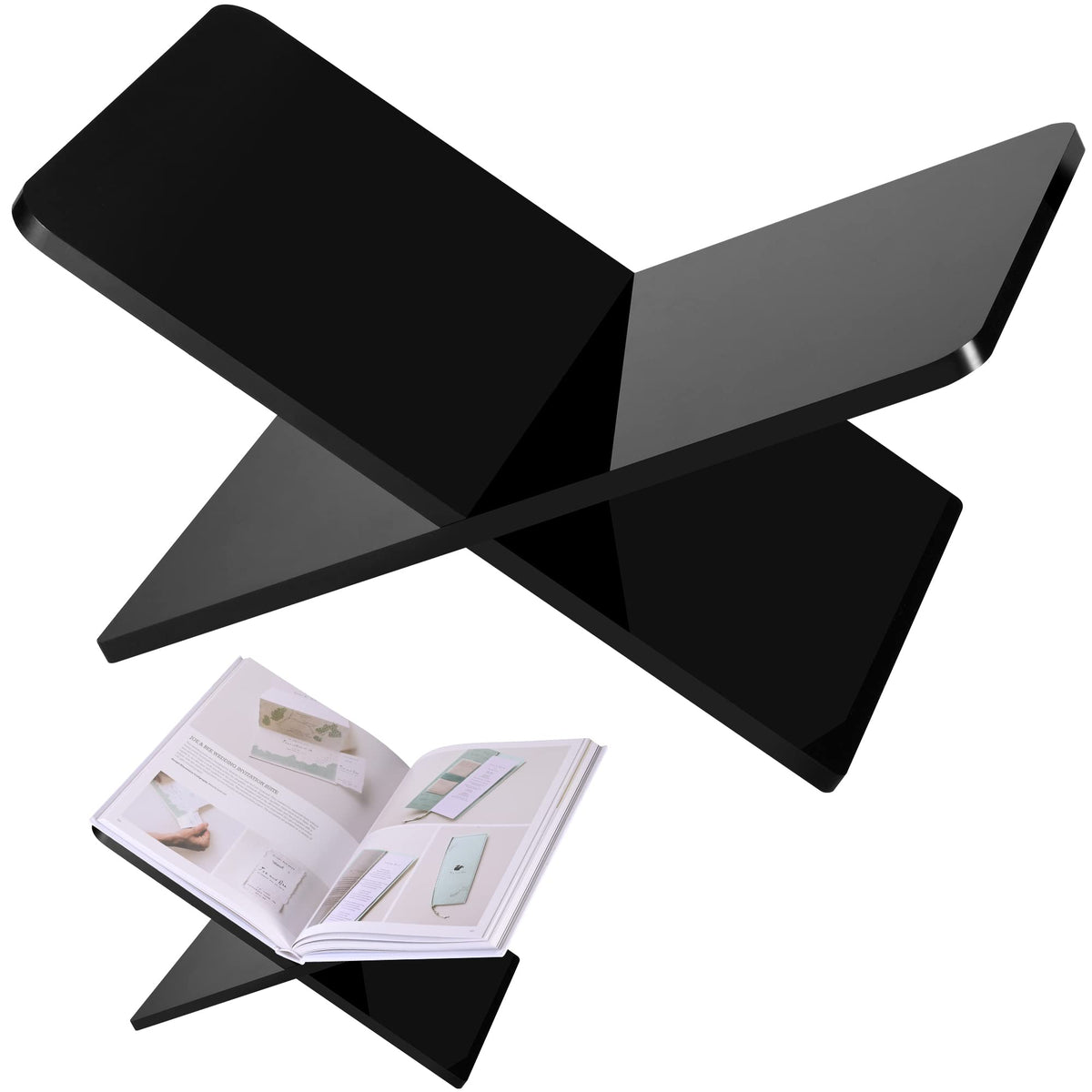 DECORANY Acrylic Book Stand 11 x 7 x 6 in Large Open Book Display Stand