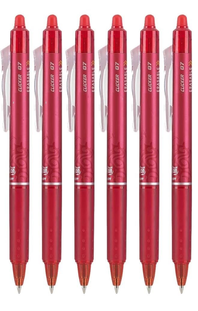 Advantage Gifts Clicker Retractable Erasable Gel Pens Fine Point (Red, 6-Pack)