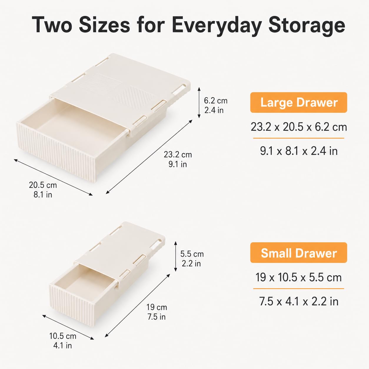 Under Desk Drawer Organizer, 2 Pack Self Adhesive Desk Storage Drawers