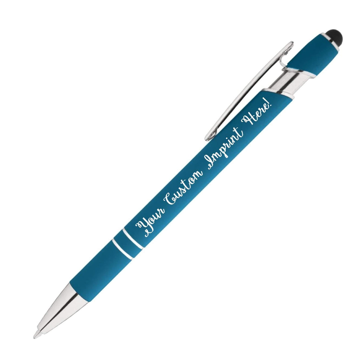 Rainbow Rubberized Soft Touch Ballpoint Pen with Stylus Tip is a stylish, premium metal pen, black