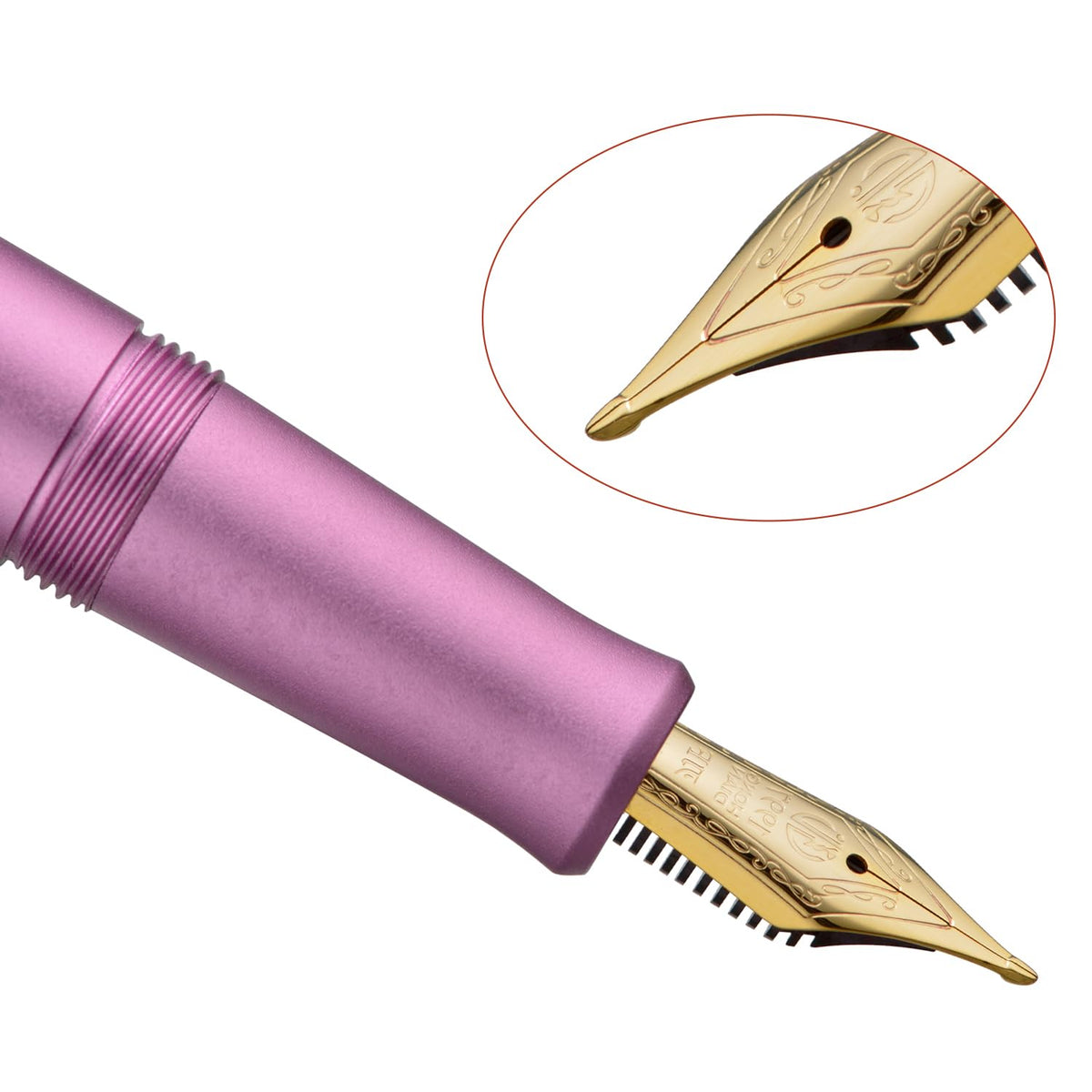 HONG DIAN M2 Black Forest Mini Fountain Pen, Long Blade Nib & Sleek Shape Aluminium Short Pocket
