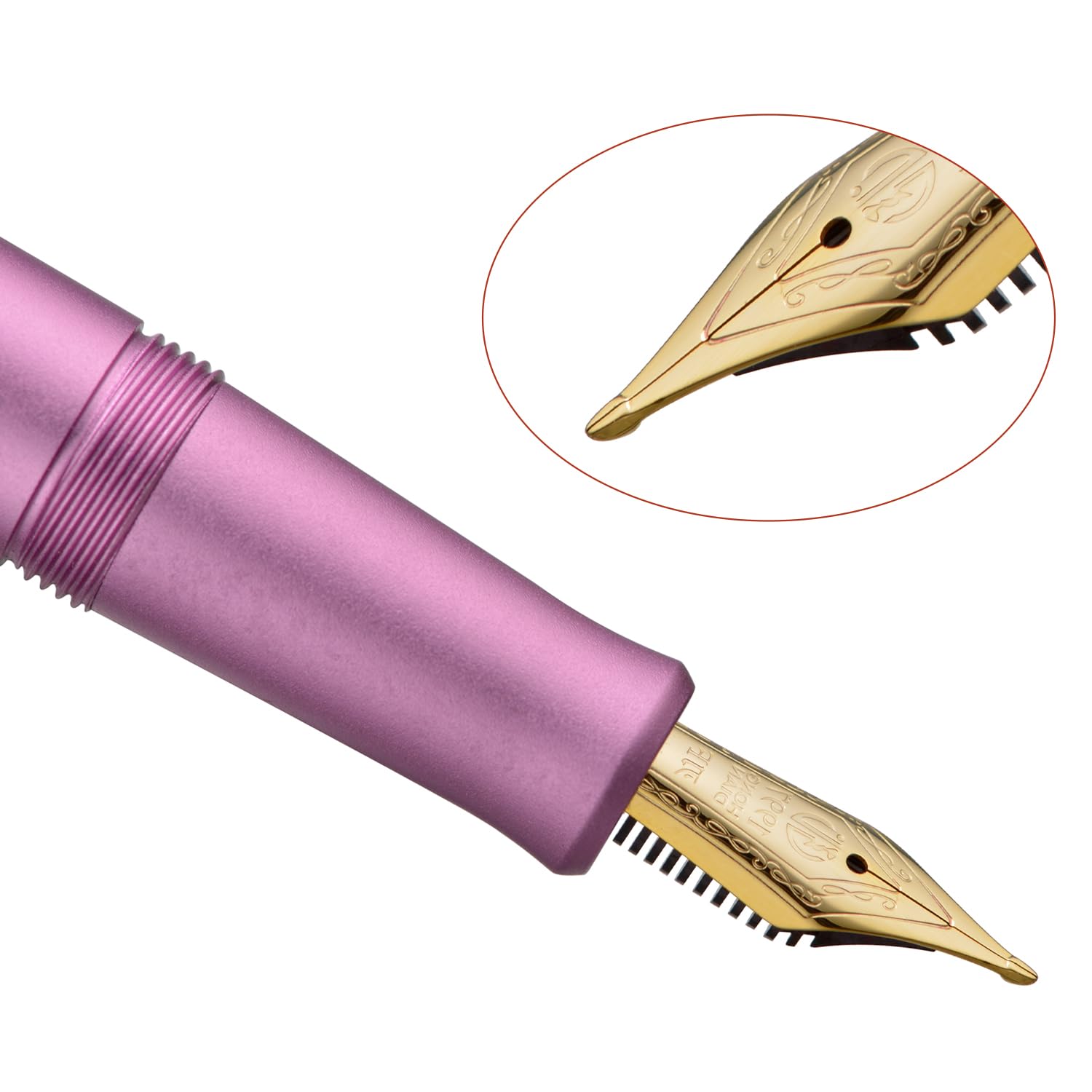 HONG DIAN M2 Black Forest Mini Fountain Pen, Long Blade Nib & Sleek Shape Aluminium Short Pocket