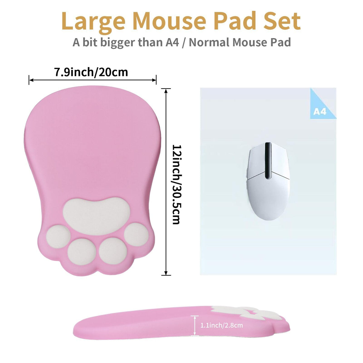 L-SPOUTTO Ergonomic Mouse Pad with Wrist Rest,Pink Mouse Pad Wrist Support