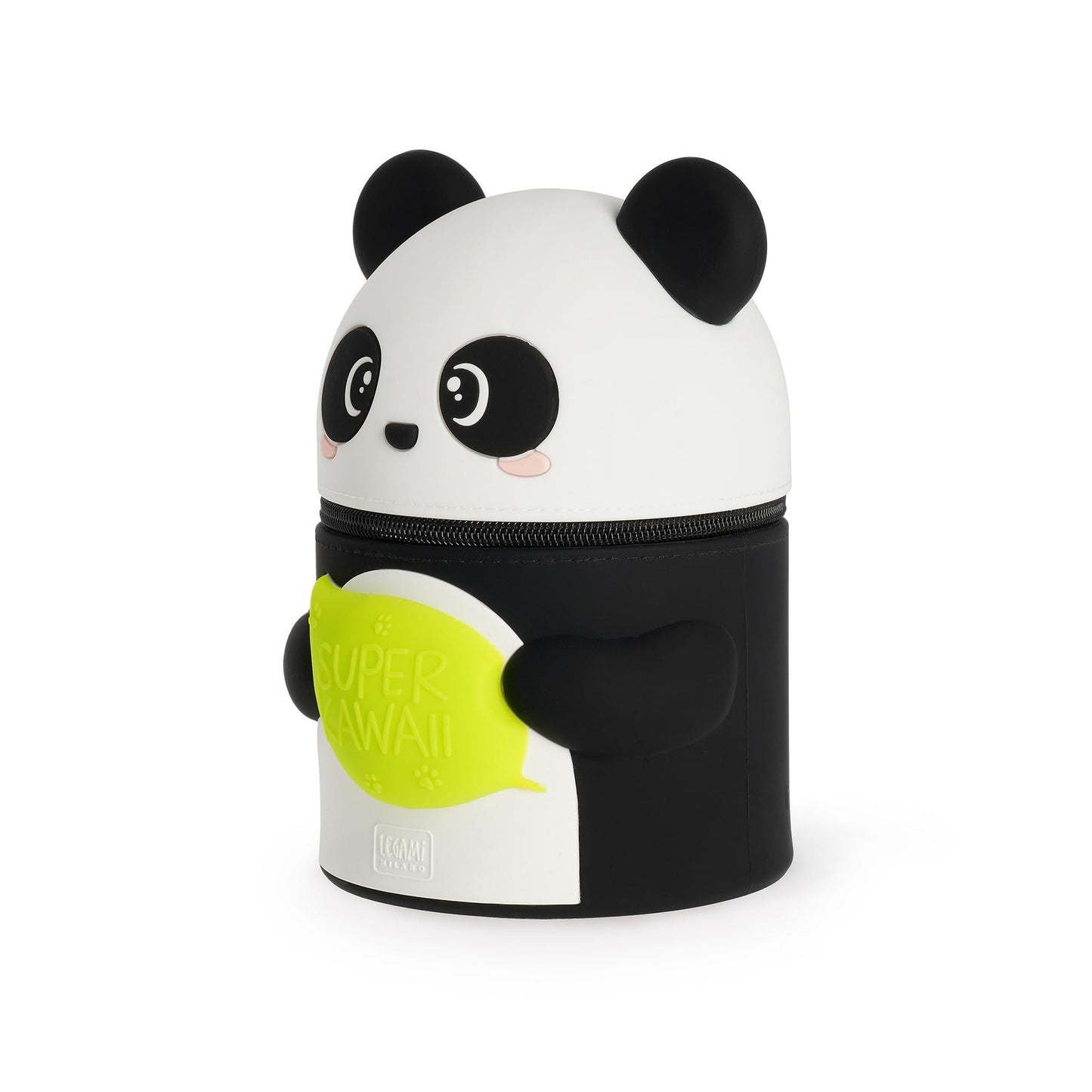Legami - Super Kawaii Panda Pencil Case, Capacity, Holds up to 100 Erasable Pens, Soft Silicone, 13