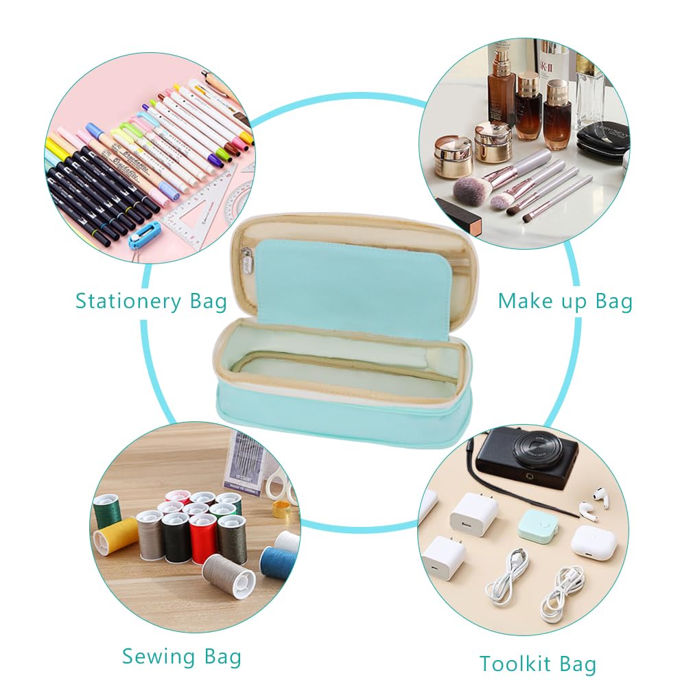 iSuperb Foldable Pencil Case Zipper Big Capacity Aesthetic Canvas Pencil Pouch Compartments