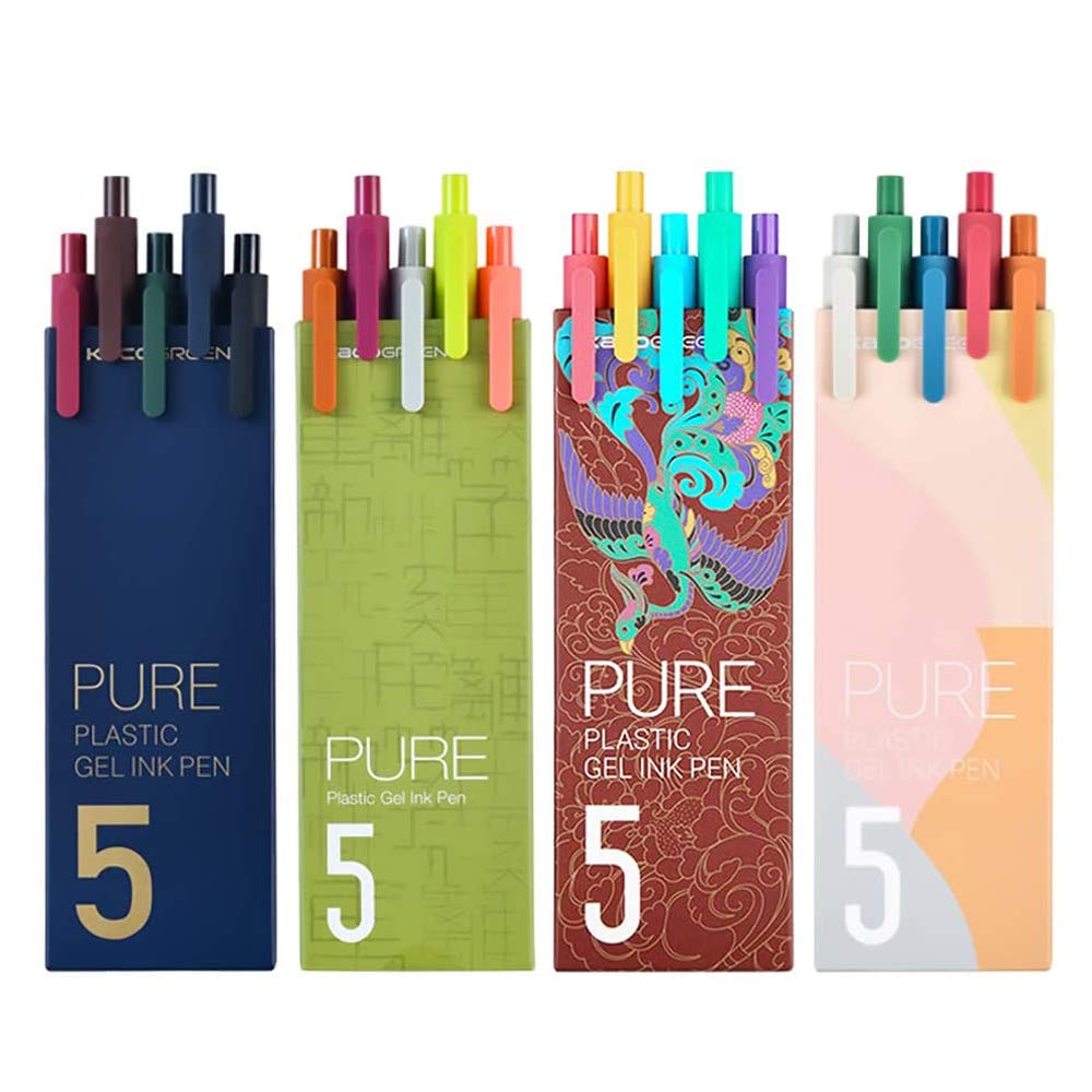 4 Packs KACO Gel Ink Pens Retractable 20 different ink color Extra Fine Point (0.5mm) for Drawing