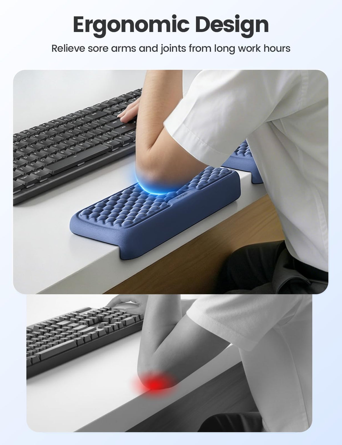 Vaydeer 2Pcs Elbow Pad for Desk, L-Shaped Arm Rest, Ergonomic Elbow Rest