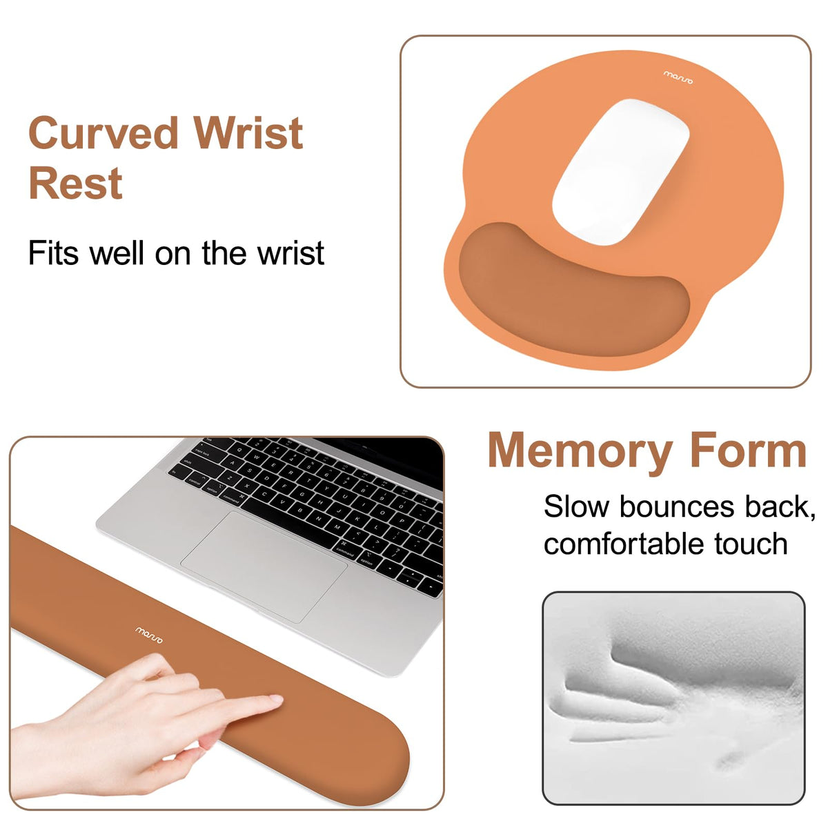 MOSISO Wrist Rest Support for Mouse Pad&Keyboard Set, Cosmic Orange