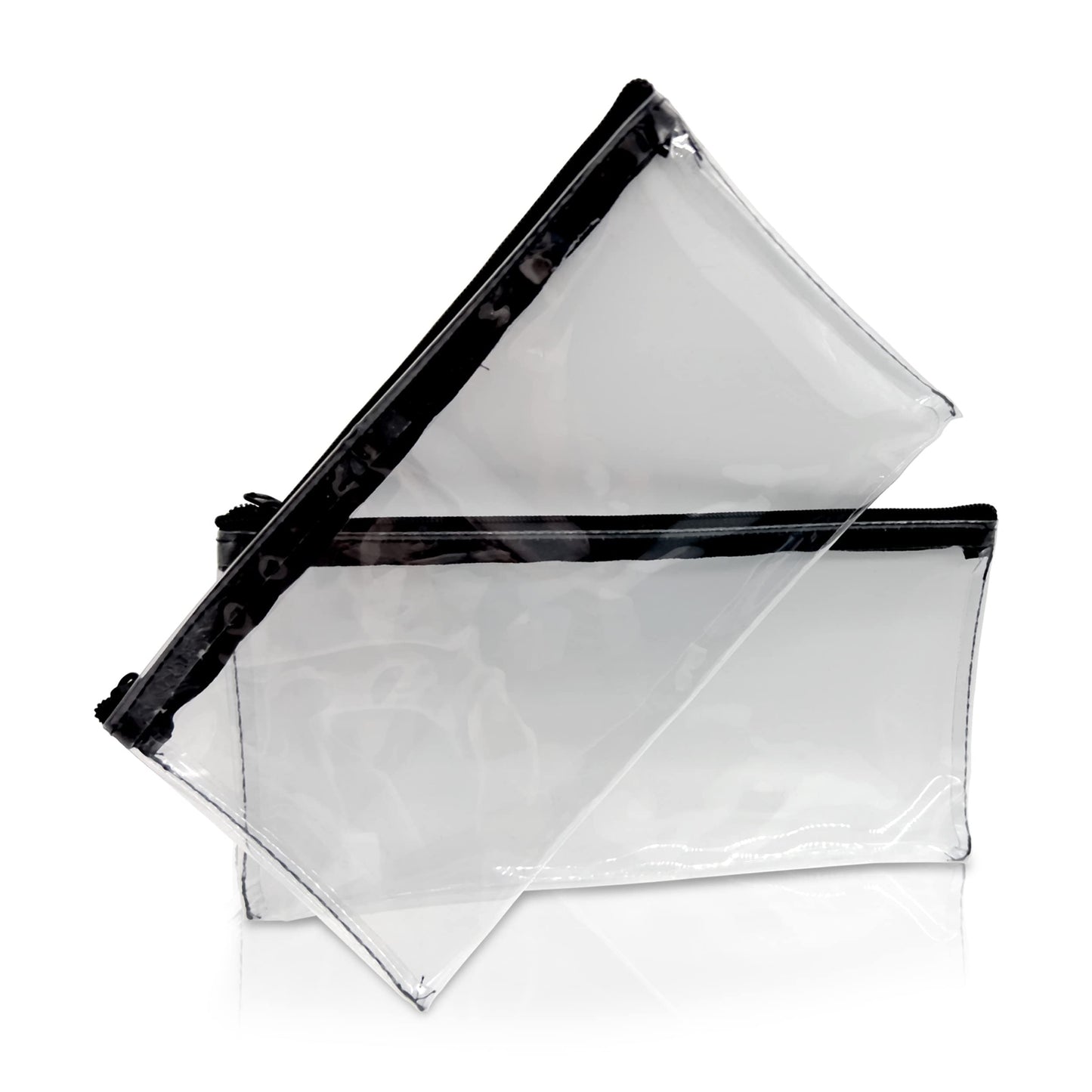 WZ Transparent PVC Pencil Cases - Clear Pencil Case with Zipper - For Girls & Boys (Pack of 2)