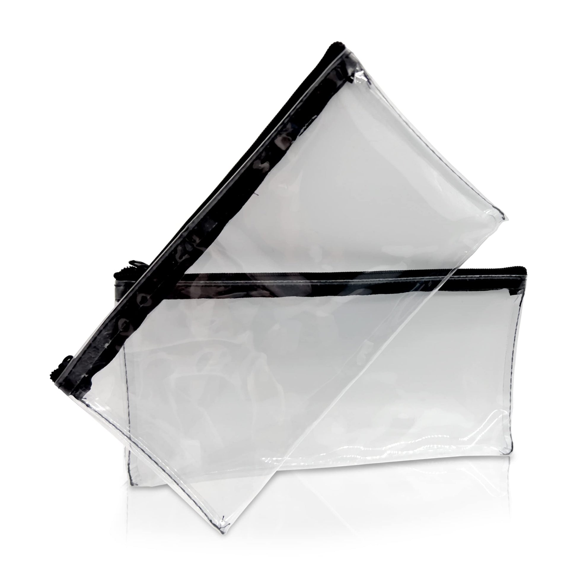 WZ Transparent PVC Pencil Cases - Clear Pencil Case with Zipper - For Girls & Boys (Pack of 2)