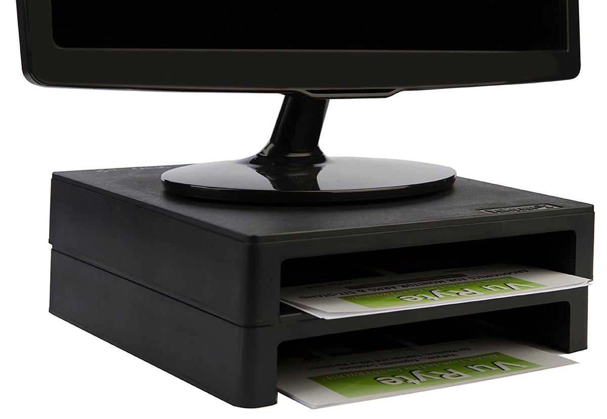 Vu Ryte Stackable 2 Inch Computer Monitor Riser Stand, VuRyser 2, Black, VUR 4855 (2-Pack)