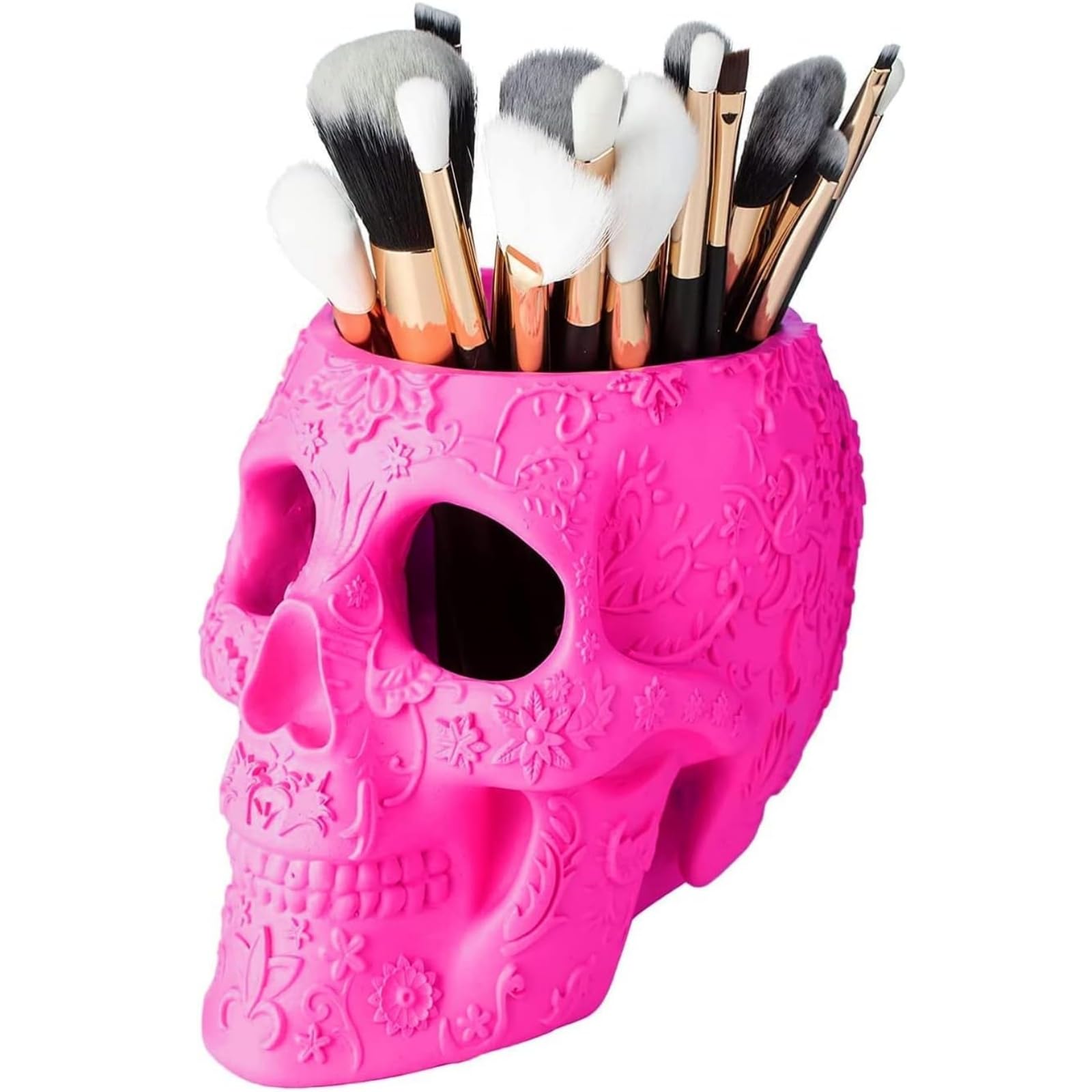 Skull Makeup Brush Holder, Pen Holder, Vanity, Desk, Office Organizer, Stationary, Decor Planter