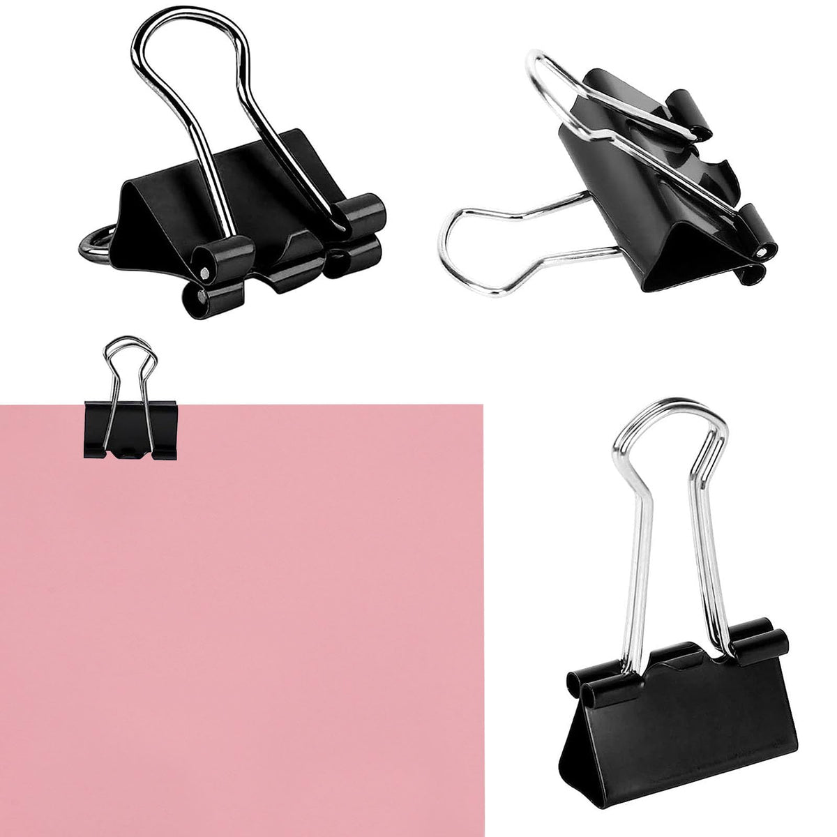 SANNIX 75 PCS Mini Binder Clips, 3/4 inch 19mm Binder Clips Black Paper Clamps Small Size for
