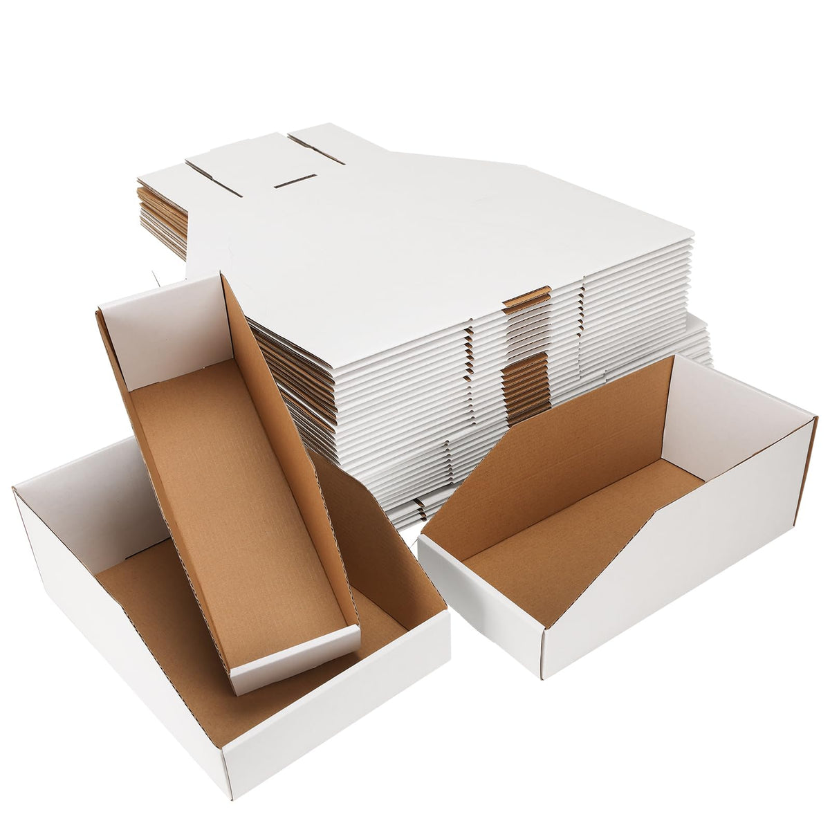 EXYGLO Cardboard Storage Bins Assorted Sizes, 35 Mixed Pack Cardboard Boxes,18 Pack 12x4x4.5, 12