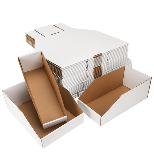 EXYGLO Cardboard Storage Bins Assorted Sizes, 35 Mixed Pack Cardboard Boxes,18 Pack 12x4x4.5, 12