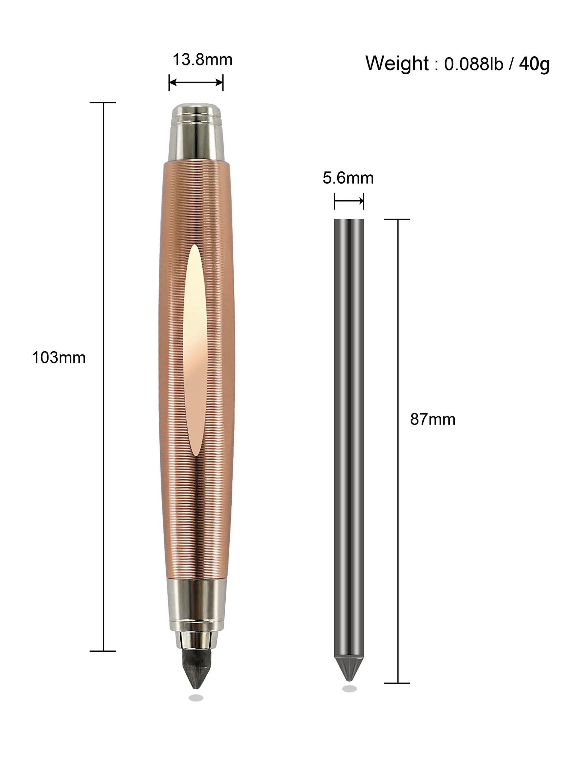 WSD Sketch Up 5.6mm Mechanical Pencil Mechanical Clutch with Built Sharpener (Gold)