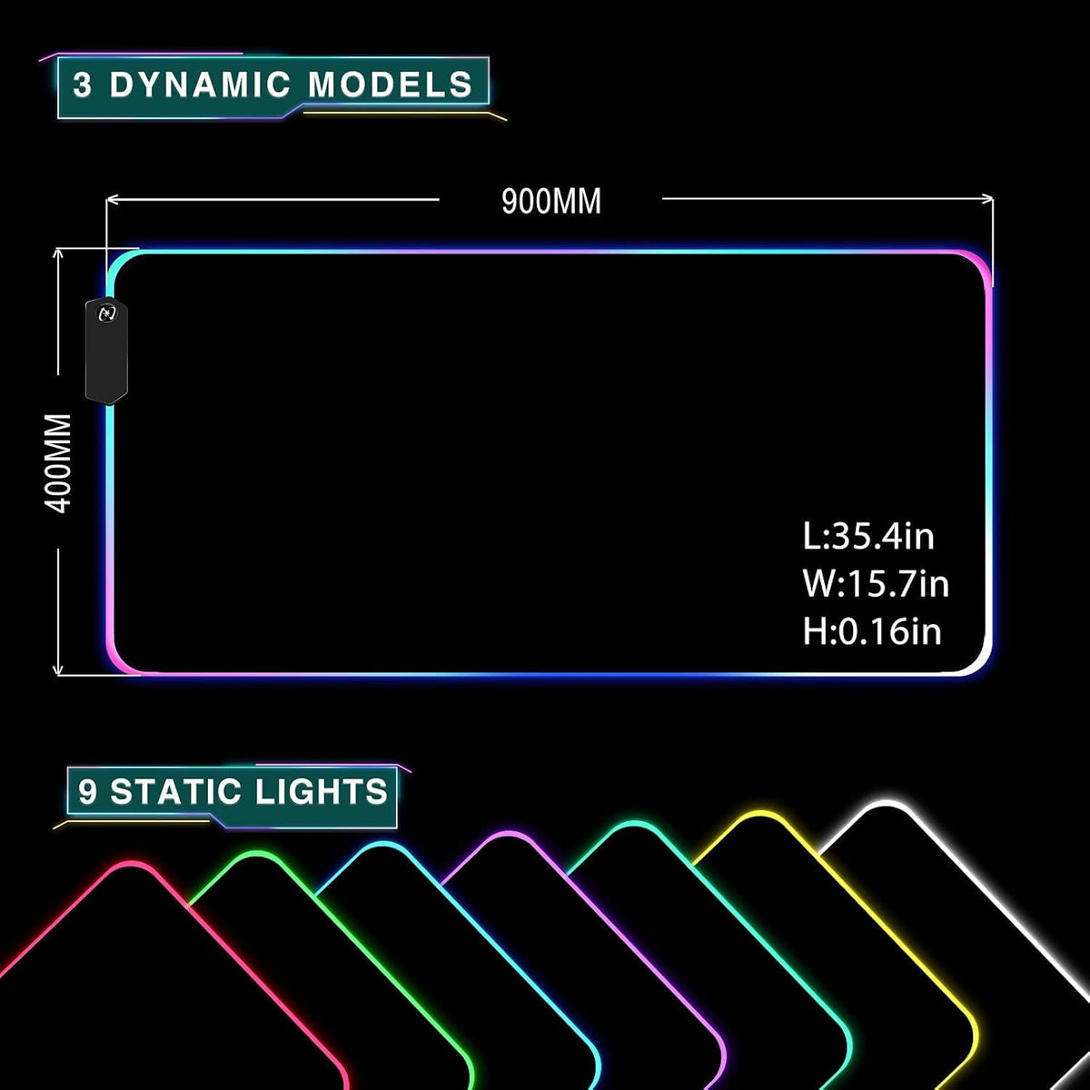 Personalized RGB LED Extended Mouse Pad - Customized Large Mousepad for Office & Dorm - Custom