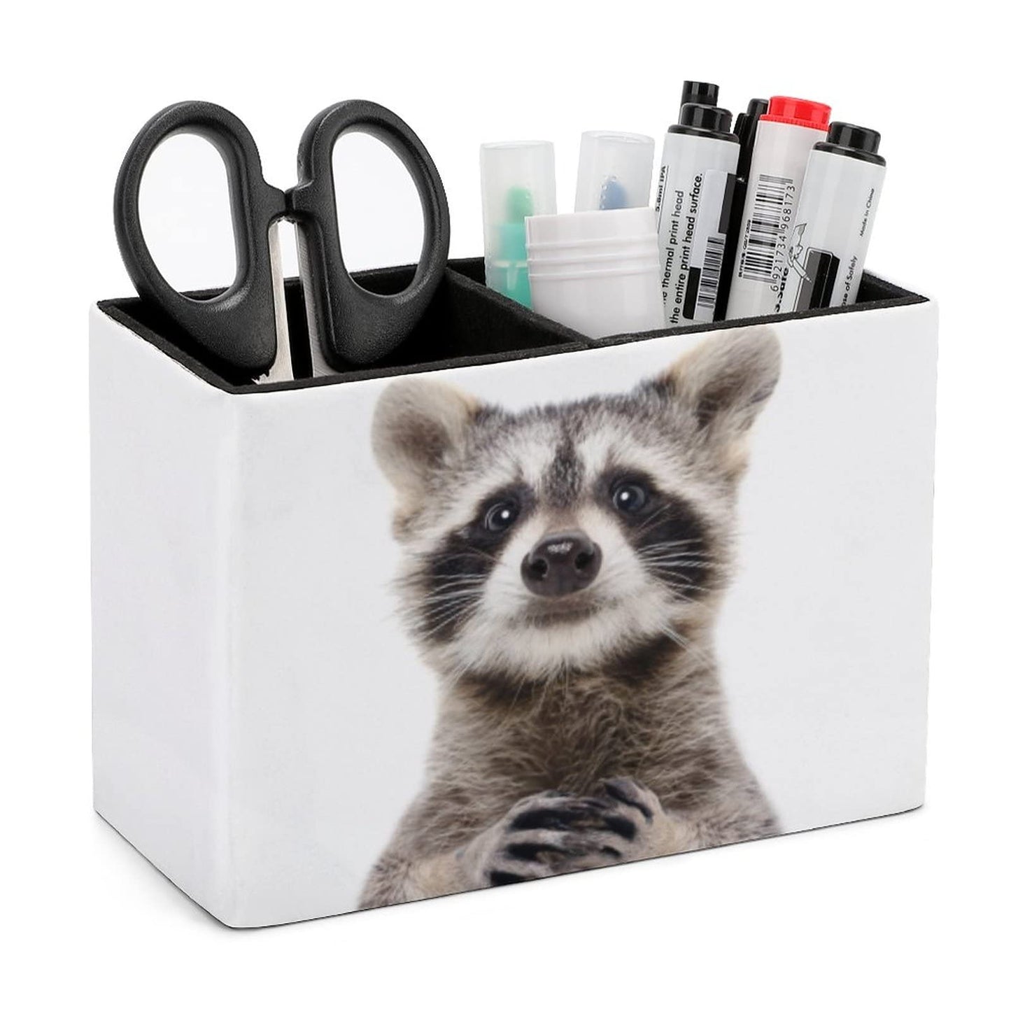Niapessel Pencil Holder for Desk, Cute Funny Raccoon Pen Holder Storage Desktop Pen Organizer Desk