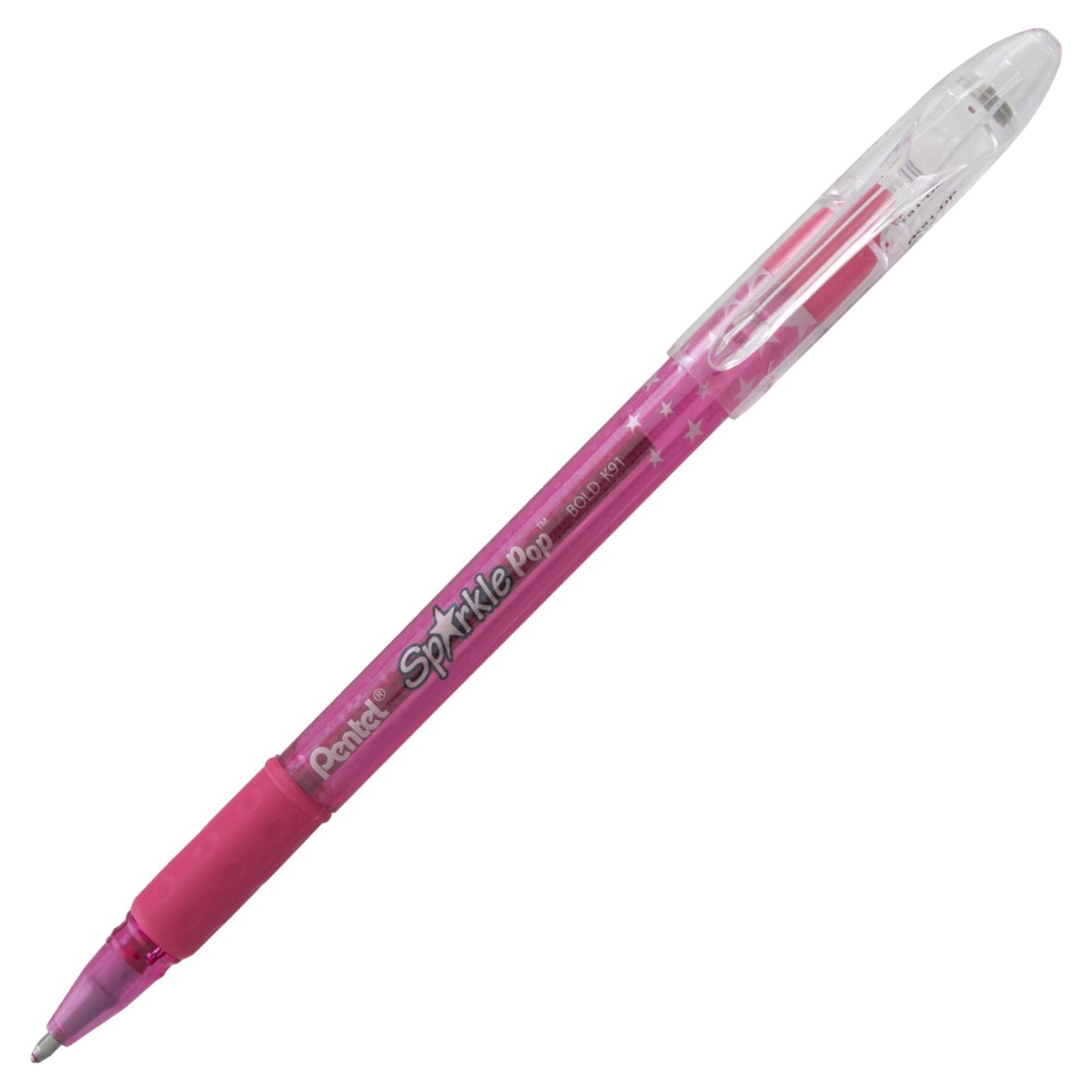 Pentel Sparkle Pop Metallic Gel Pen, (1.0mm) Bold Line, Pink, Box of 12 Pens (K91-DP)