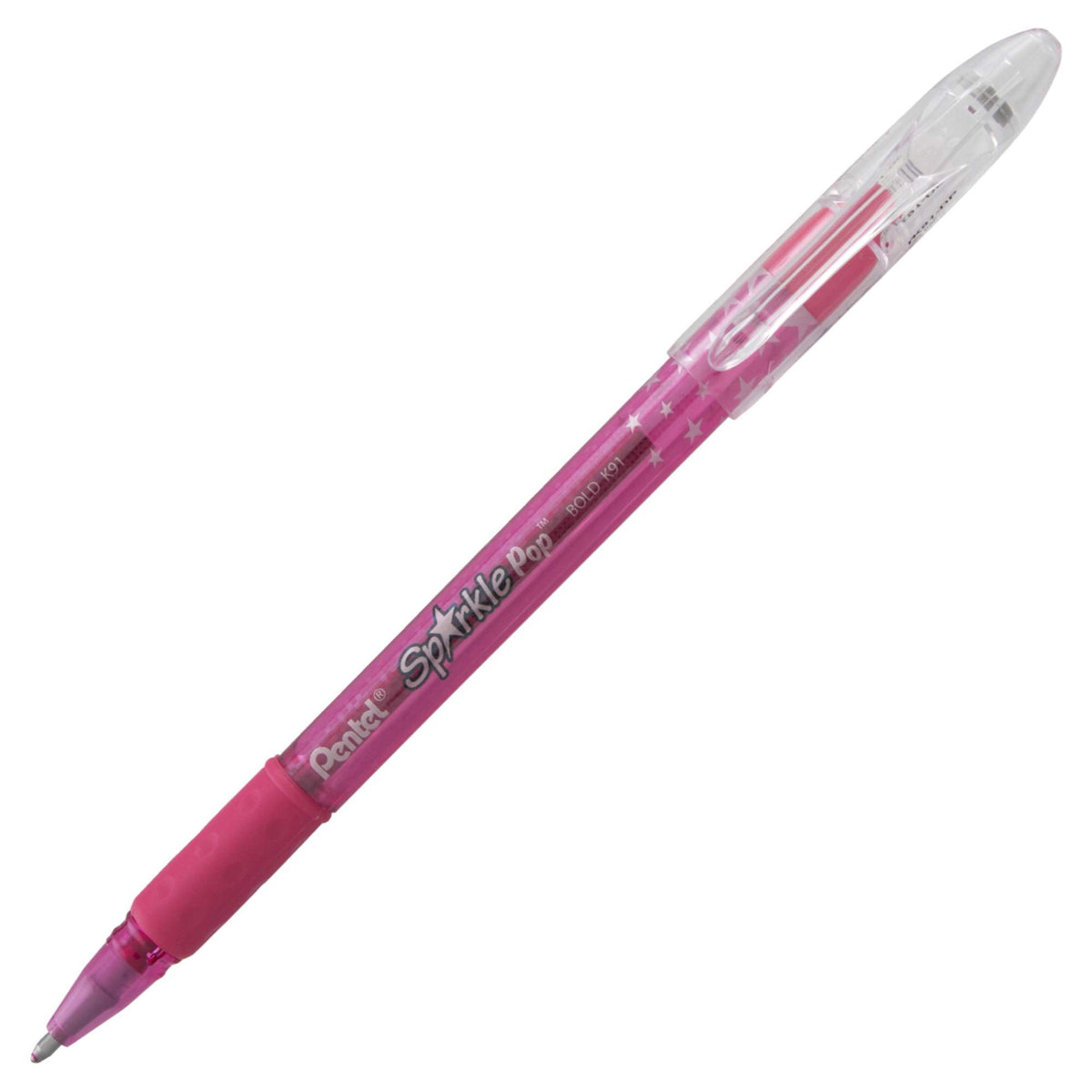 Pentel Sparkle Pop Metallic Gel Pen, (1.0mm) Bold Line, Pink, Box of 12 Pens (K91-DP)
