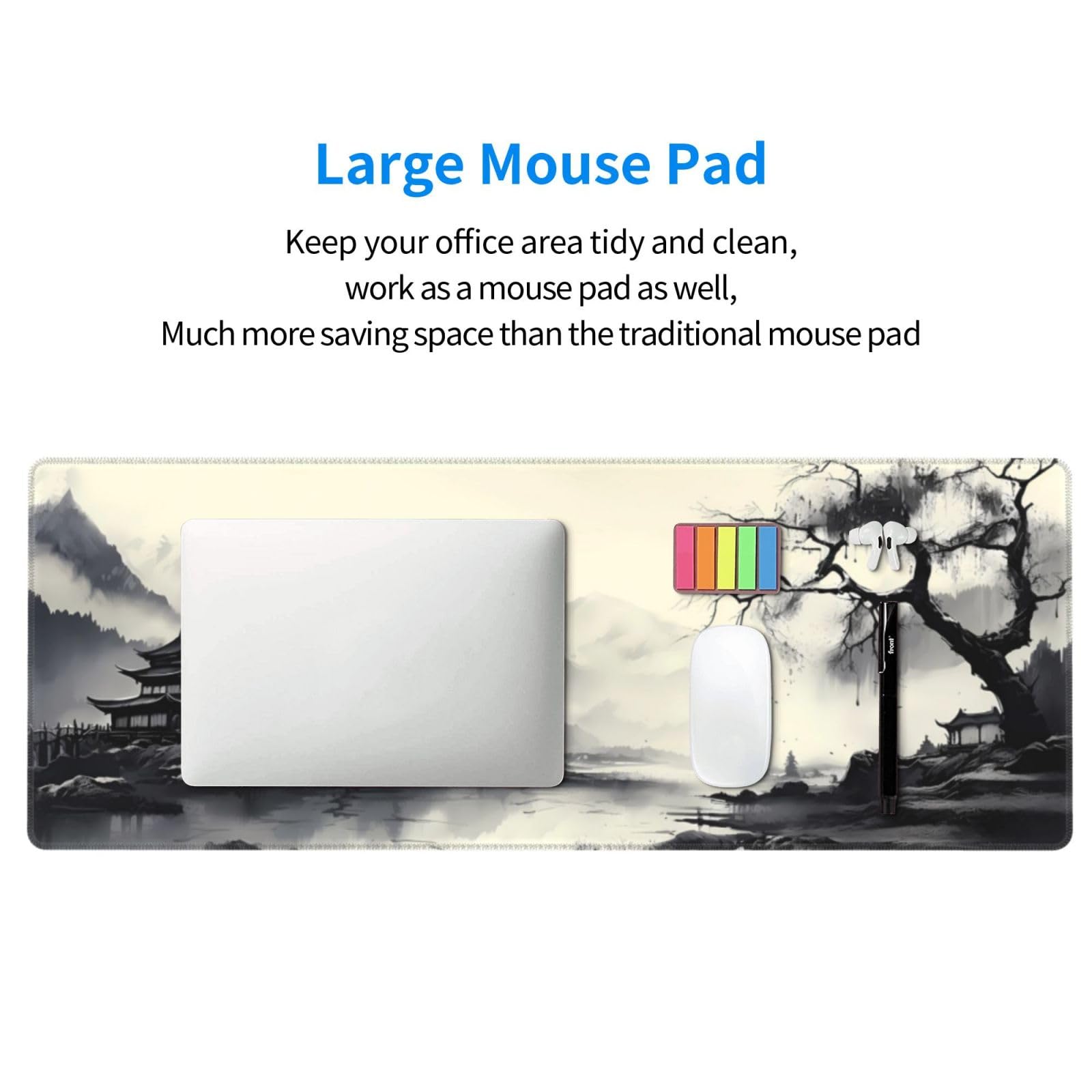 Gaming Mouse Pad Desk Pad,Extended Big Mouse Pad,31.5x11.8 Inch Long Computer Keyboard Mouse Mat
