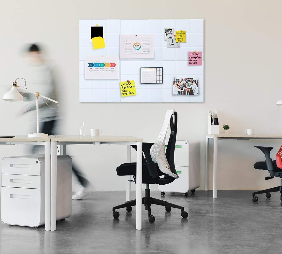 Uoisaiko Large Cork Board Felt Board Tiles for Walls with 30 Push Pins, 11.8"x11.8" Pack of 6 Pin