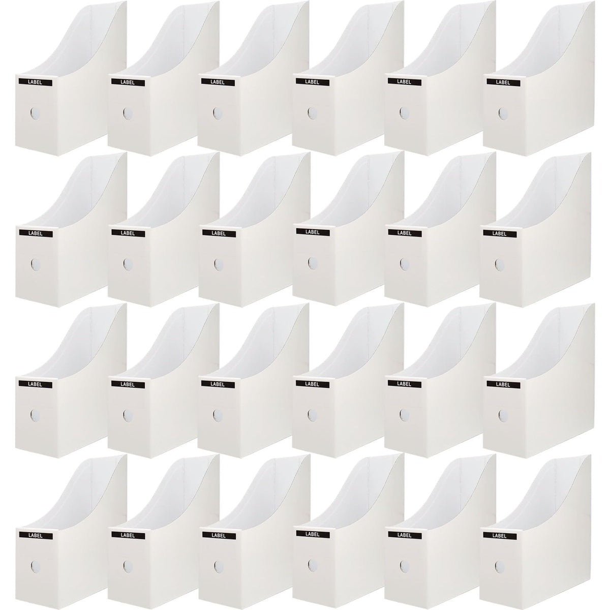 Limitliho 24 Pack White Cardboard Magazine Holder for Desk or Shelves