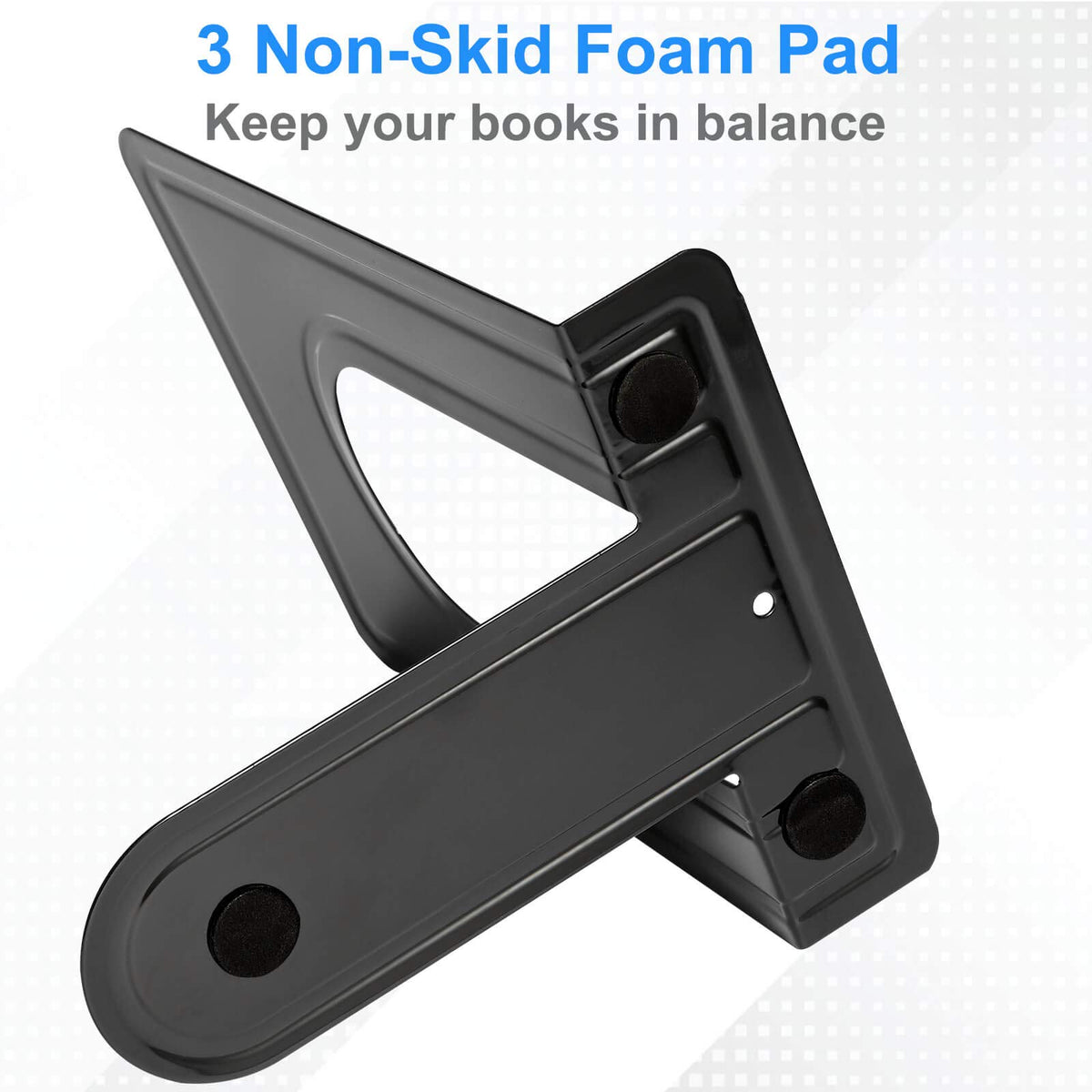 Heavy Duty Bookends for Shelves, Anti-Slip Base, Black, Great for Library, Office, Home, School, 4
