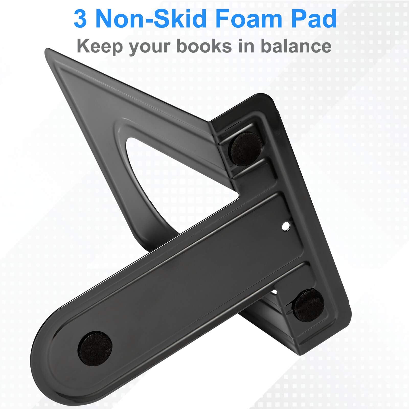 Heavy Duty Bookends for Shelves, Anti-Slip Base, Black, Great for Library, Office, Home, School, 4