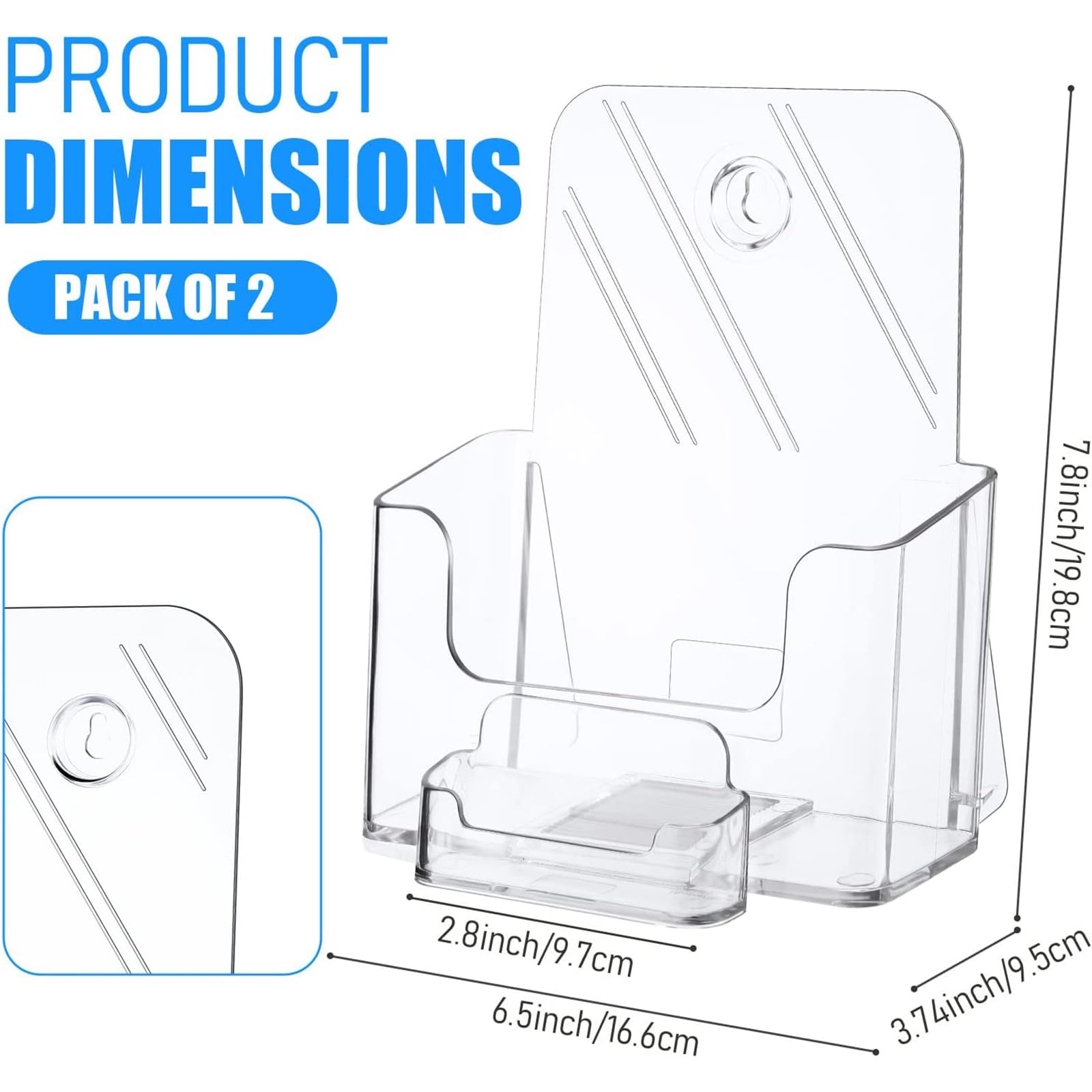 Remerry 8 Set 6.5 Inch Acrylic Brochure Holder with Business Card Pocket