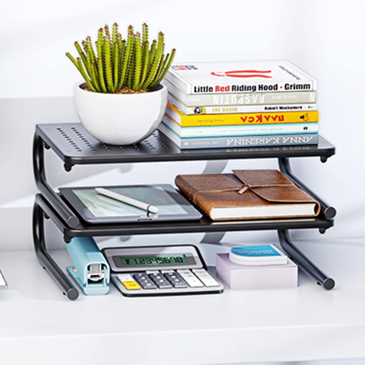 HUANUO Monitor Riser for Desk, Laptop Stand with Vented Steel Shelf, 2 Pack
