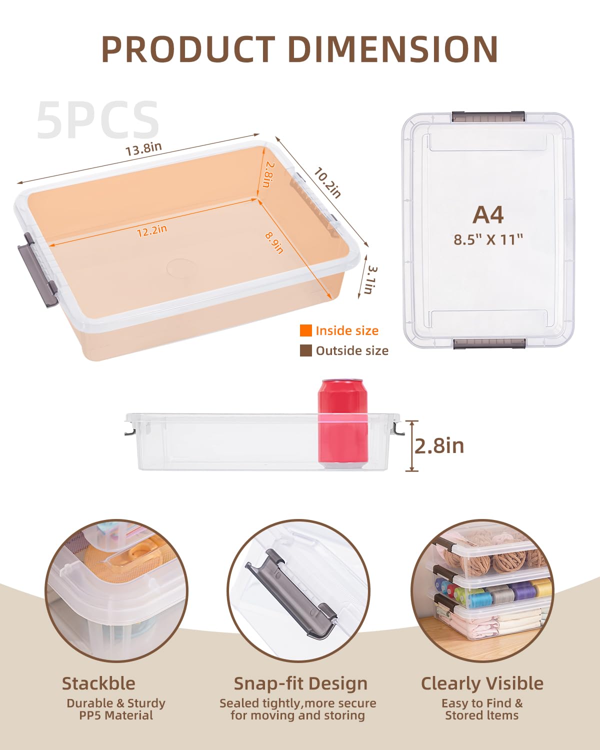 Anywish Citylife Storage Bins with Lids,6 Quart Clear Sensory Bins,Plastic Bins for Arts Crafts