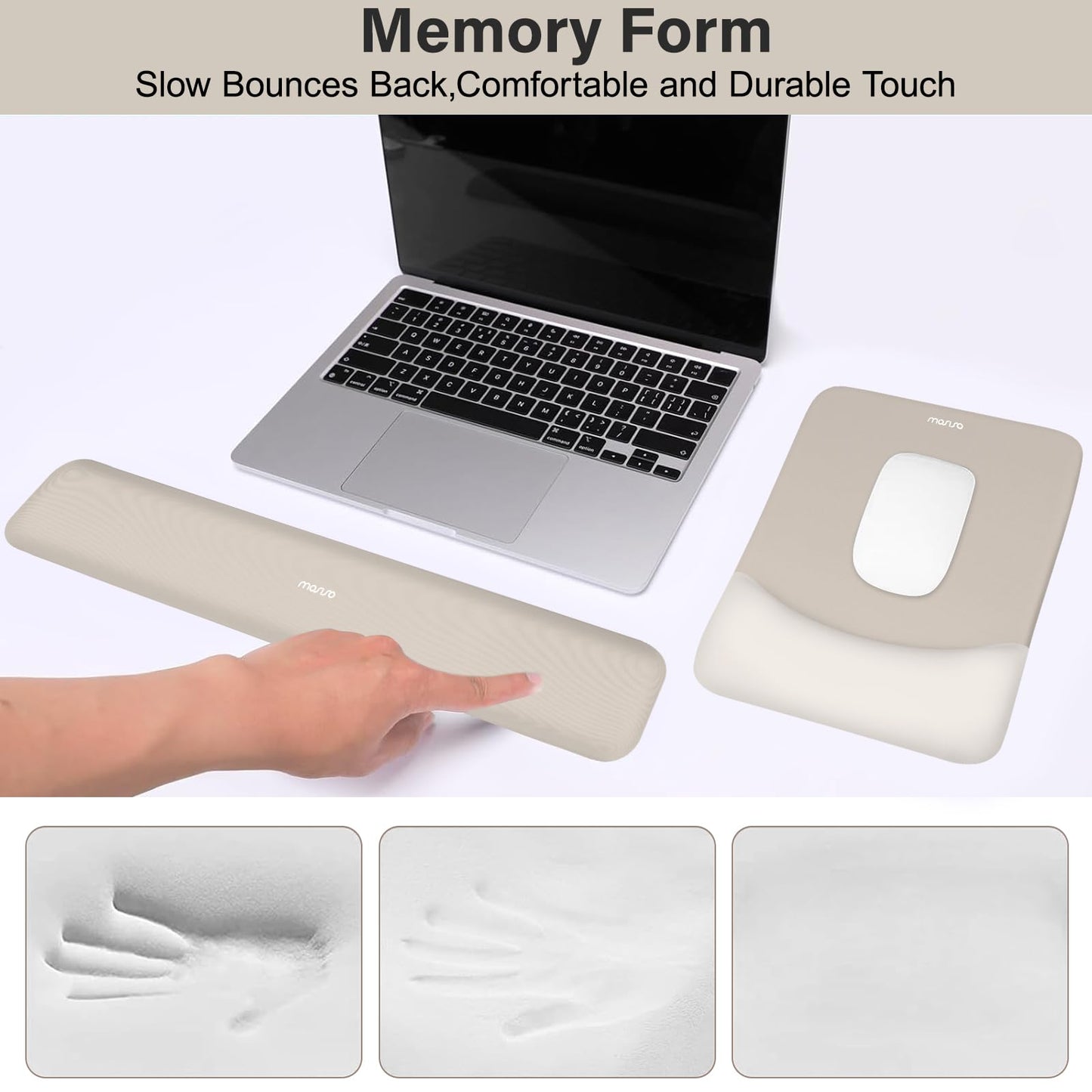 MOSISO Wrist Rest Support Mouse Pad & Keyboard Set, Stone Gray