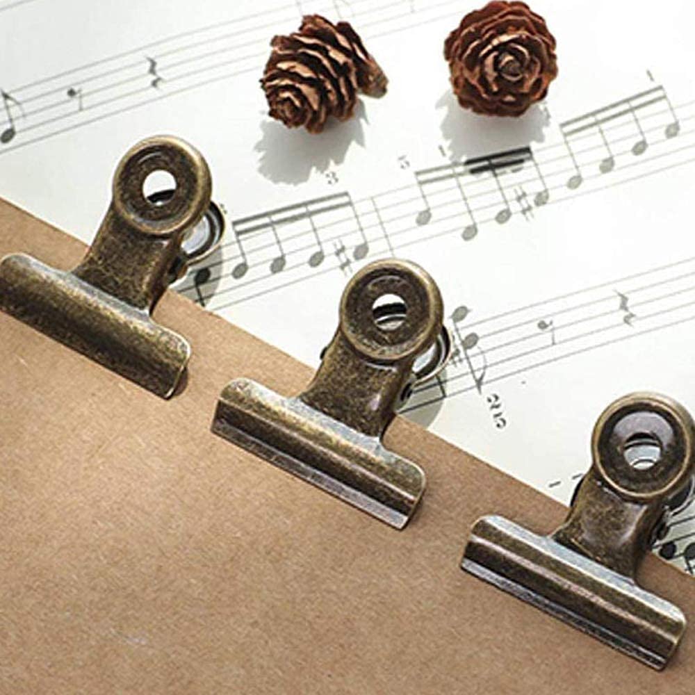 YUCHIYA 20 Pack Metal Clips with 20 Push-pins for Corkboard,Bulldog Clips for Hanging