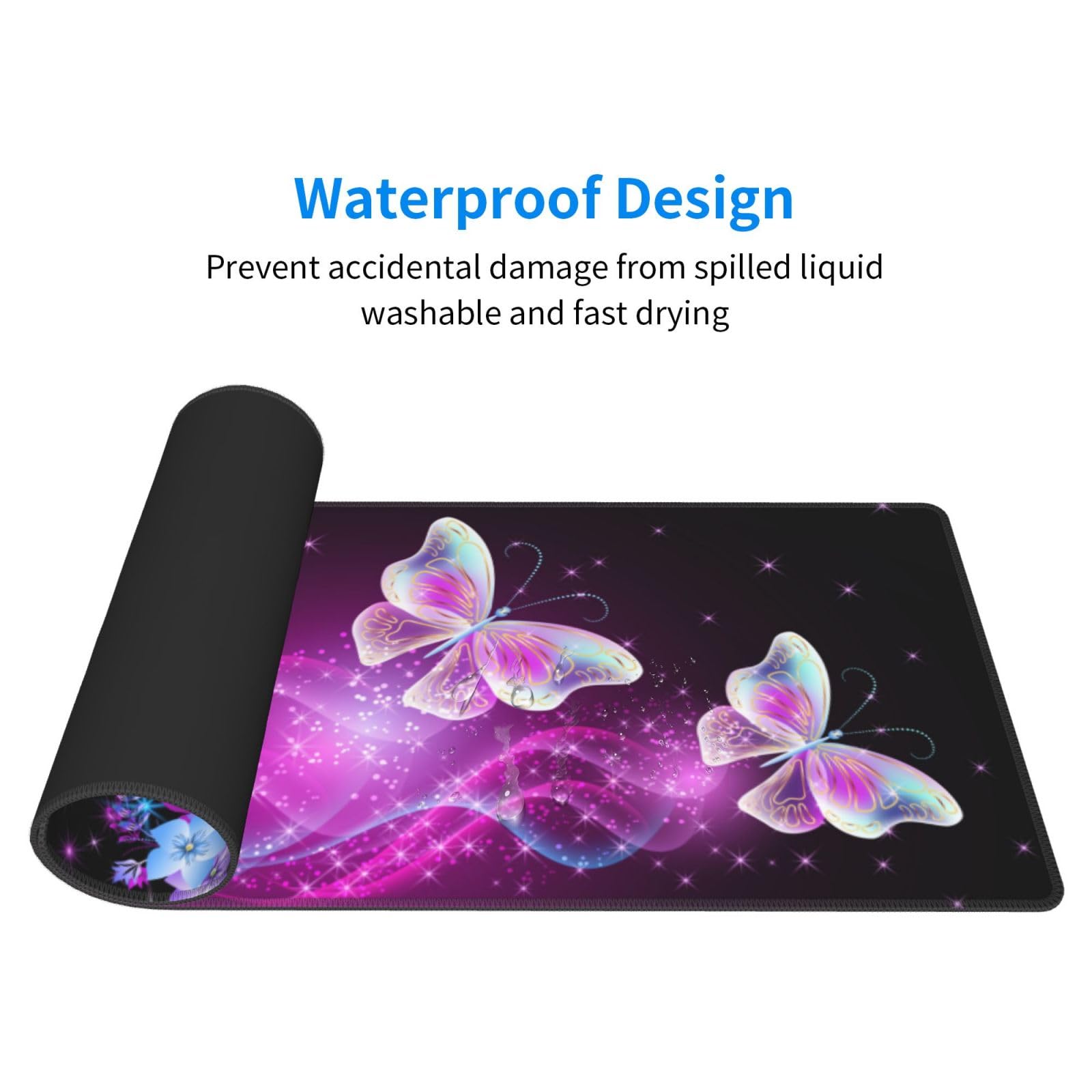Butterfly Mouse Pad XL Large Mousepad Non Slip Rubber Base Desk Mat for Laptop Computer Gaming