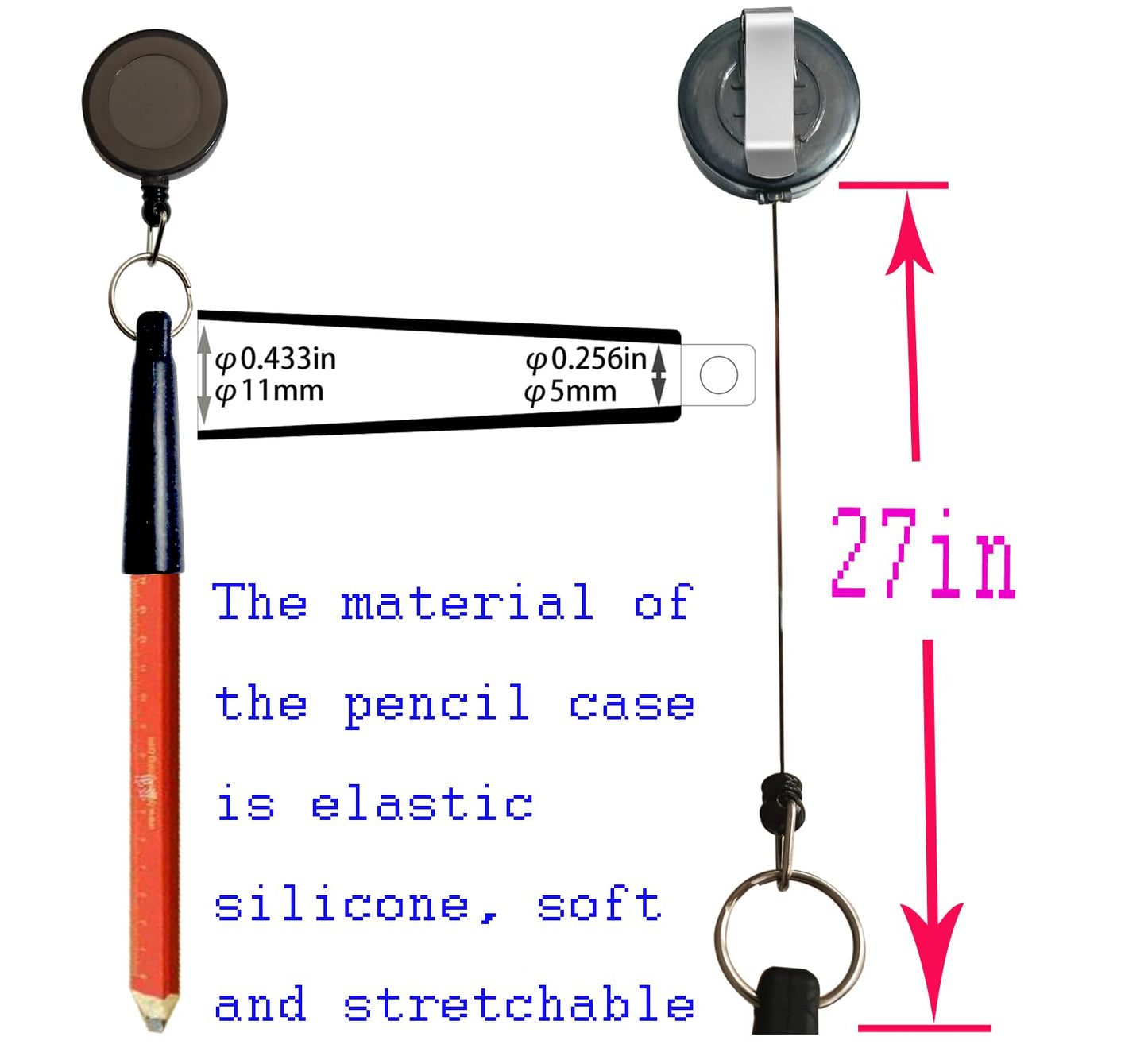XILAOTOU 20 PCS Pencil Holder, Ideal Grip for Markers & Carpenter Pencils-Heavy Duty Retractable