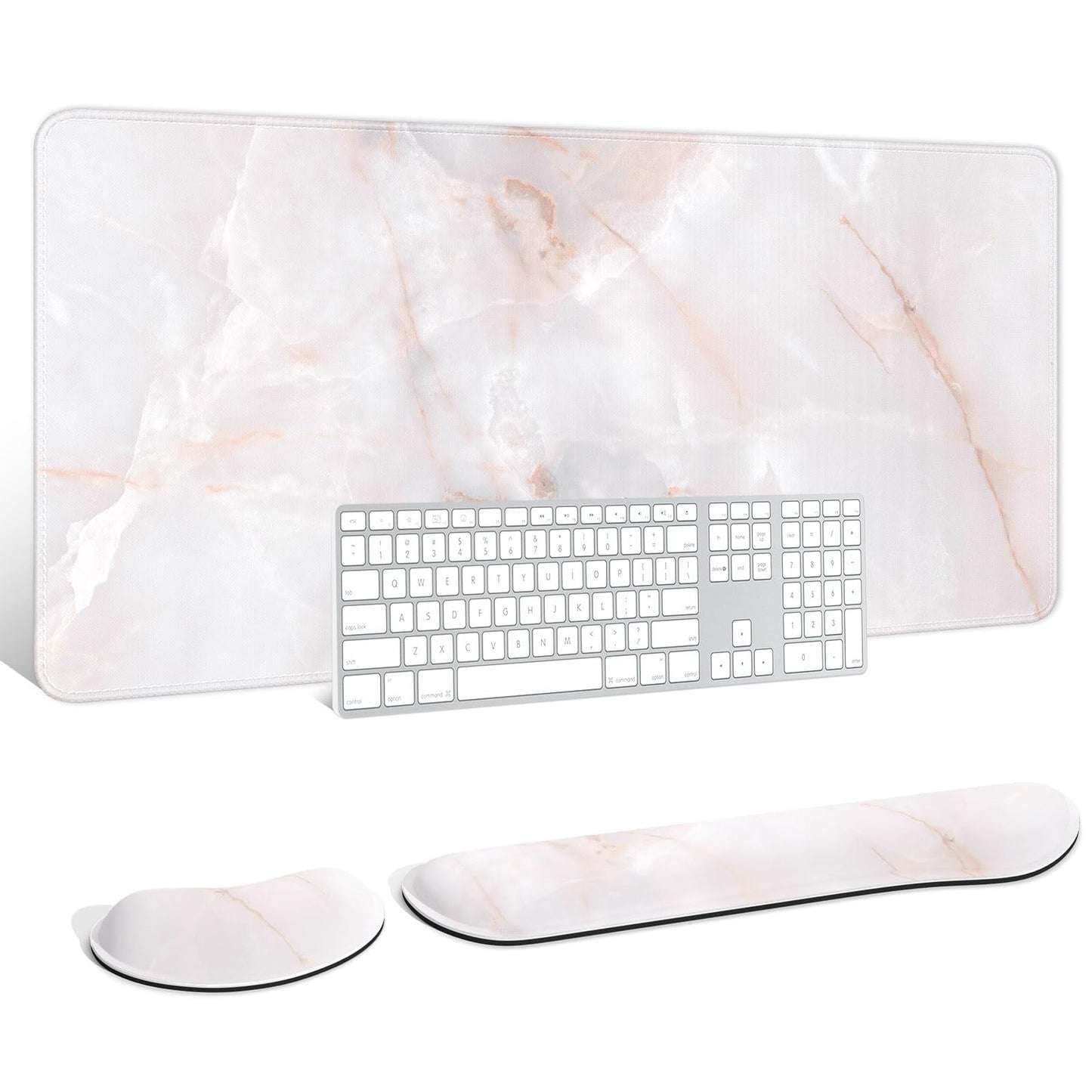 Auhoahsil Large Mouse Pad with Wrist Rests for Keyboard & Mouse, Thick Soft Ergonomic Memory Foam