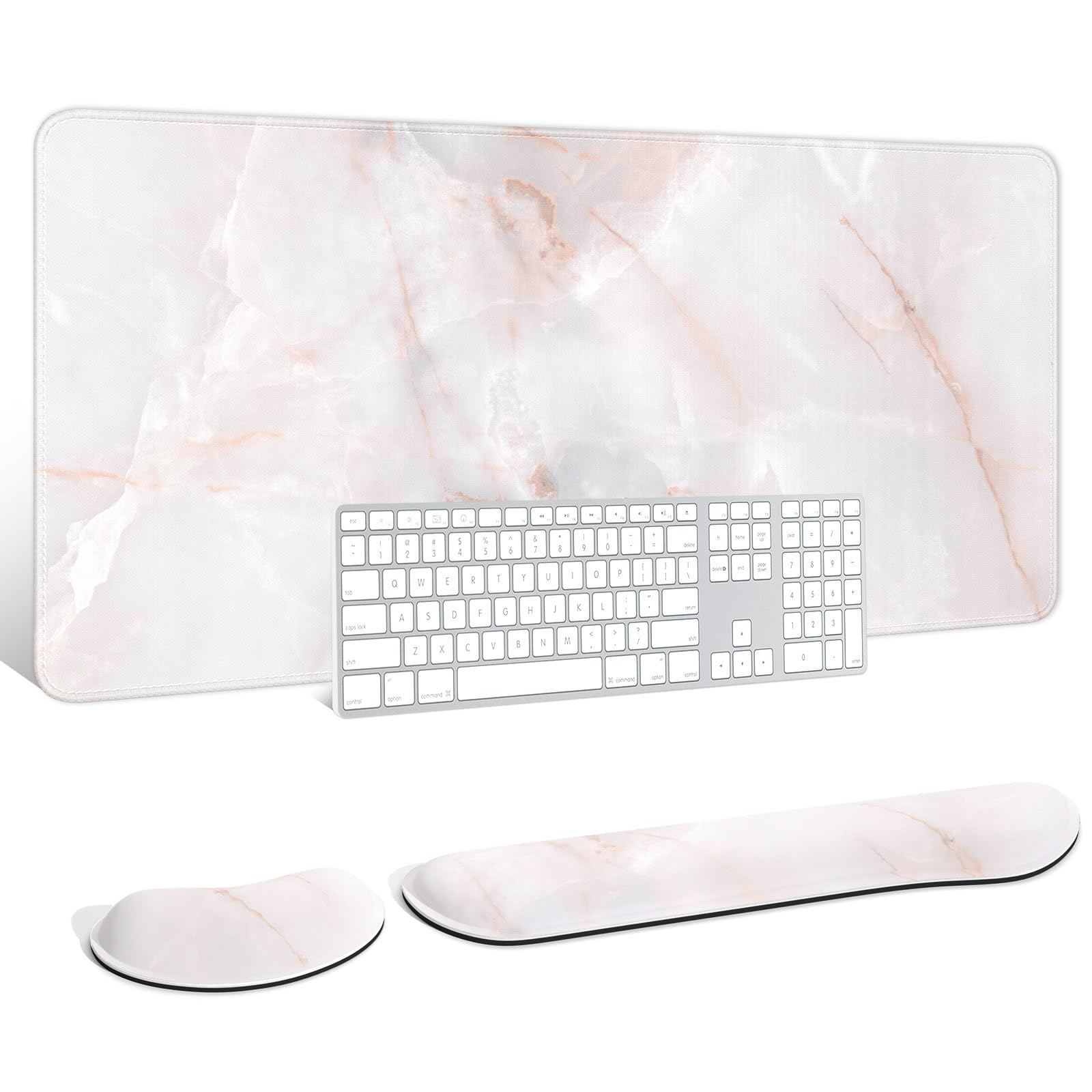 Auhoahsil Large Mouse Pad with Wrist Rests for Keyboard & Mouse, Thick Soft Ergonomic Memory Foam