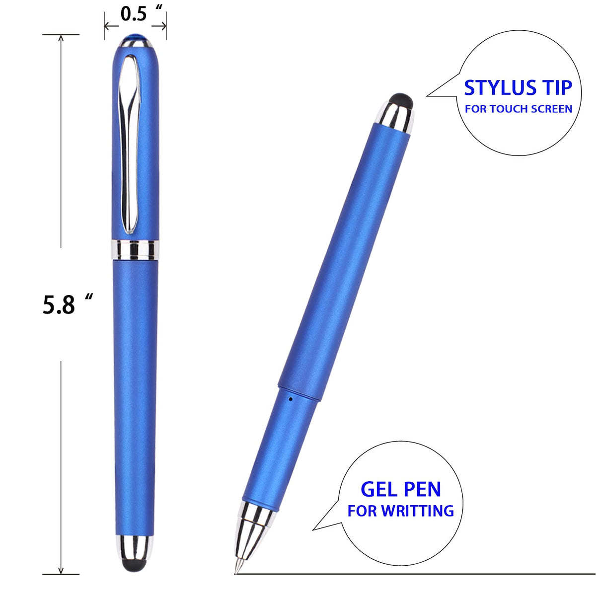 KAKA RABBIT 0.5mm Blue Ink Gel Pen with Stylus Tip,Fine Point,18 Pack