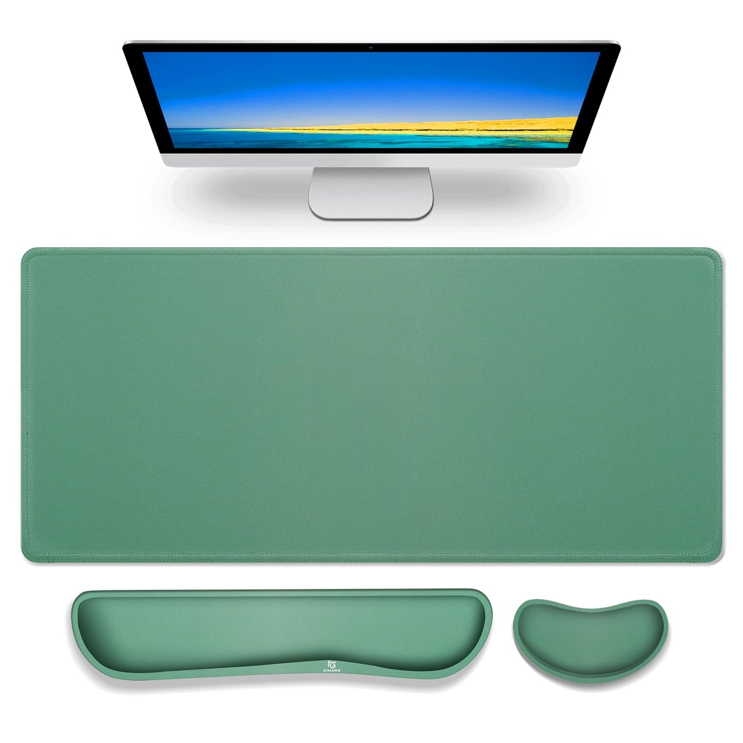 Gimars 4 in 1 Mouse Pad and Keyboard Wrist Rest Set, Large Mouse Pad with Memory Foam Wrist Support
