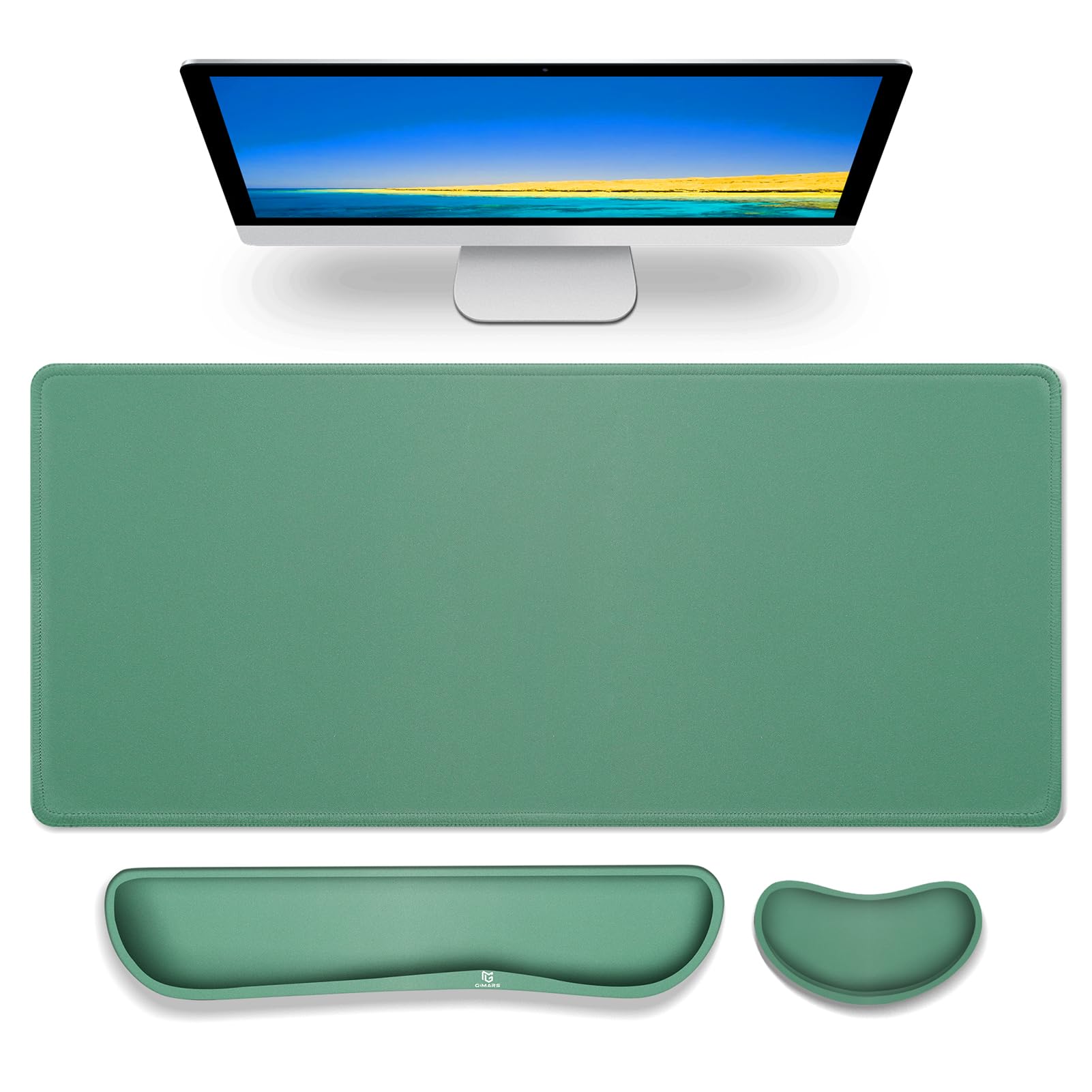 Gimars 4 in 1 Mouse Pad and Keyboard Wrist Rest Set, Large Mouse Pad with Memory Foam Wrist Support