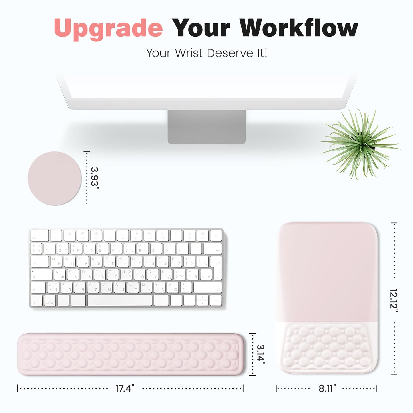 Ospelelf Ergonomic Mouse Pad and Keyboard Wrist Rest, Typing Wrist Pad with Support, Desk Mousepad