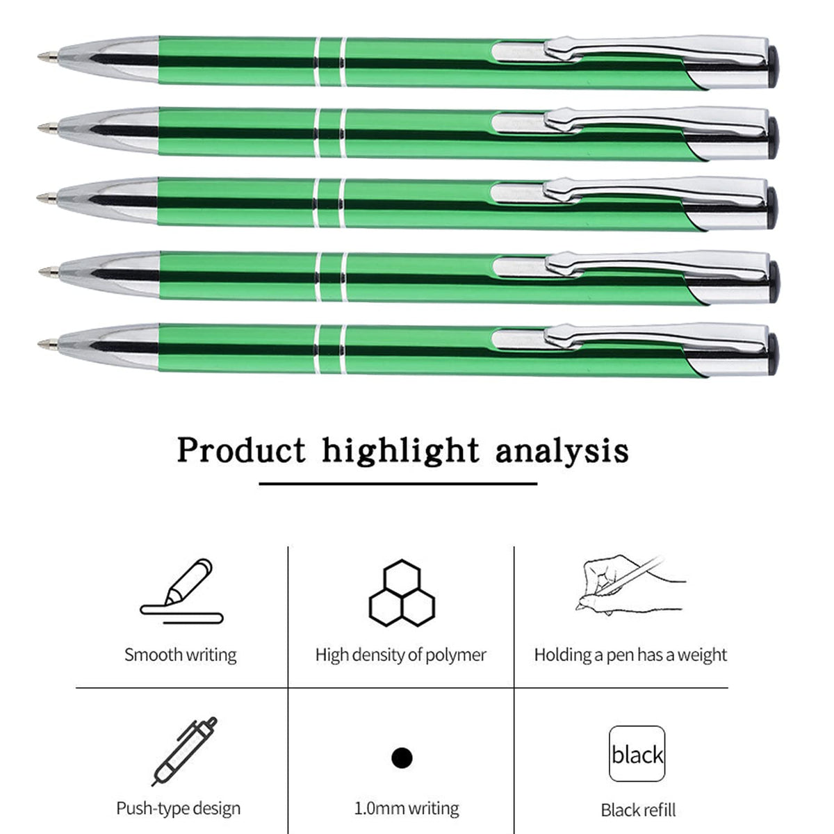AOK 50PACK Personalized Pens Custom Black writing - Metal Name pens - Laser Engraved with Your Text