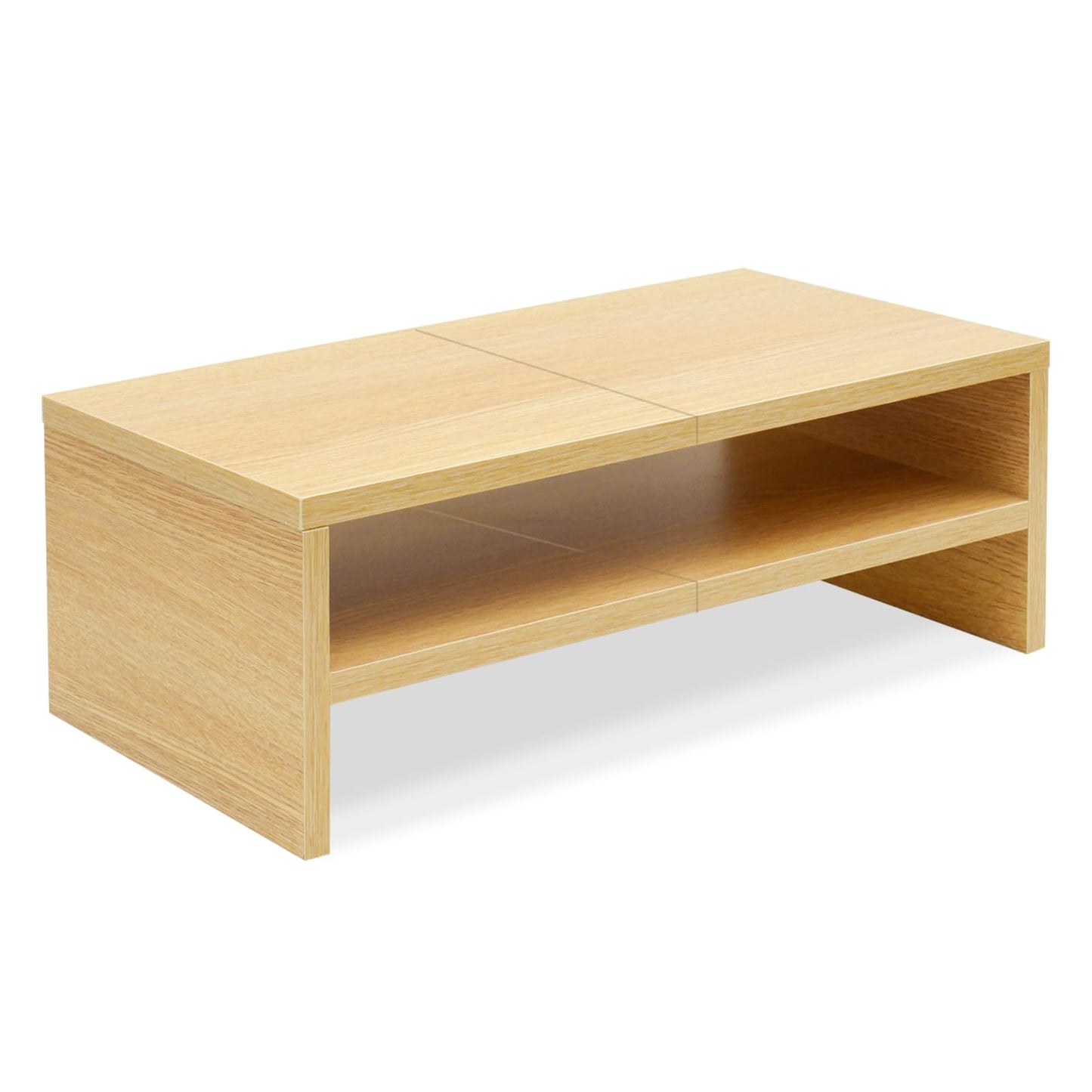 TEAMIX 20 inch Monitor Riser Stand - 2 Tiers, Wood Desktop Bookshelf, Maple